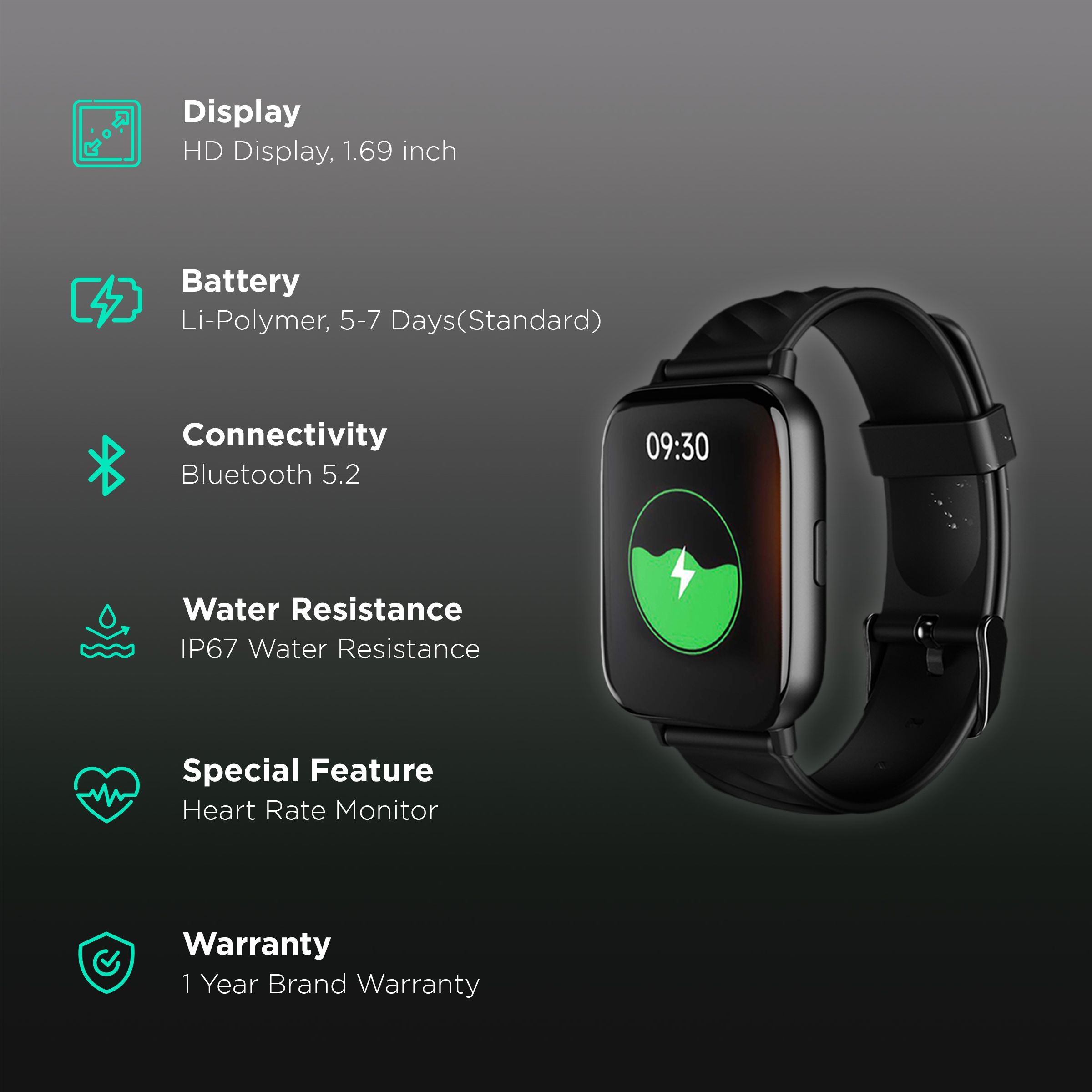 boAt Wave Prime 47 Smartwatch with Activity Tracker (42.9mm HD Display, IP67 Sweat Resistant, Matte Black Strap)_2