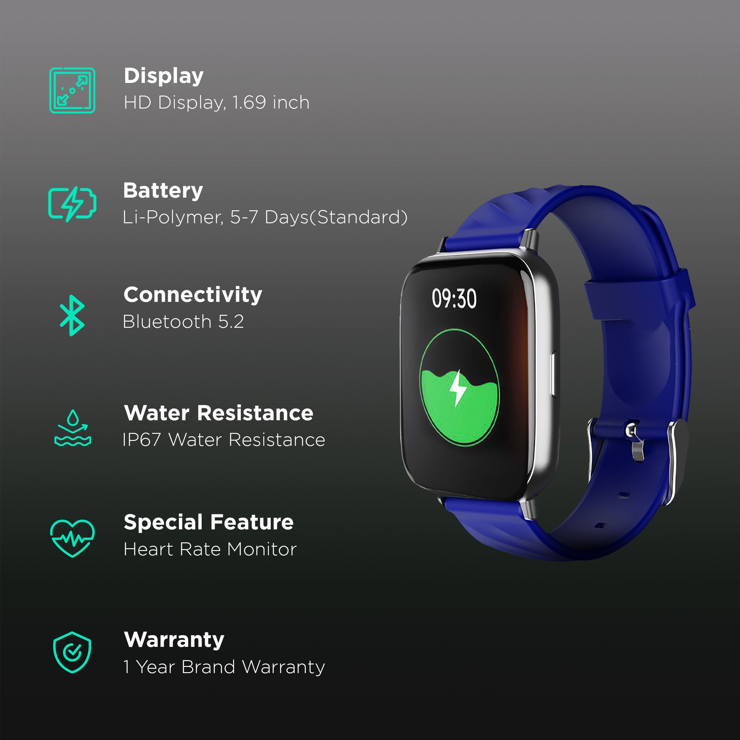 boAt Wave Prime 47 Smartwatch with Activity Tracker (42.9mm HD Display, IP67 Sweat Resistant, Royal Blue Strap)_2