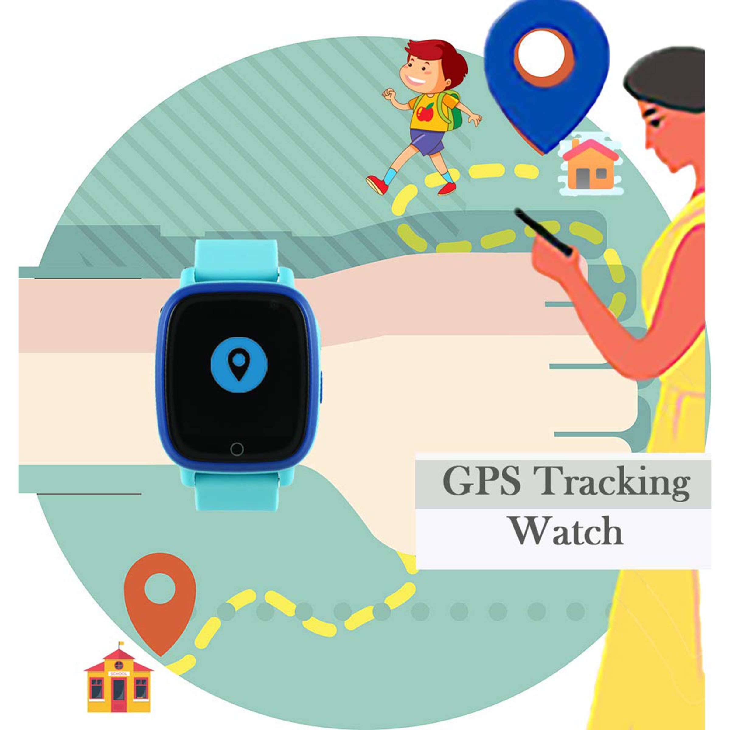 sekyo Carepal Smartwatch with GPS (36mm LED Display, 10 Metre Water Resistant, Blue Strap)_7