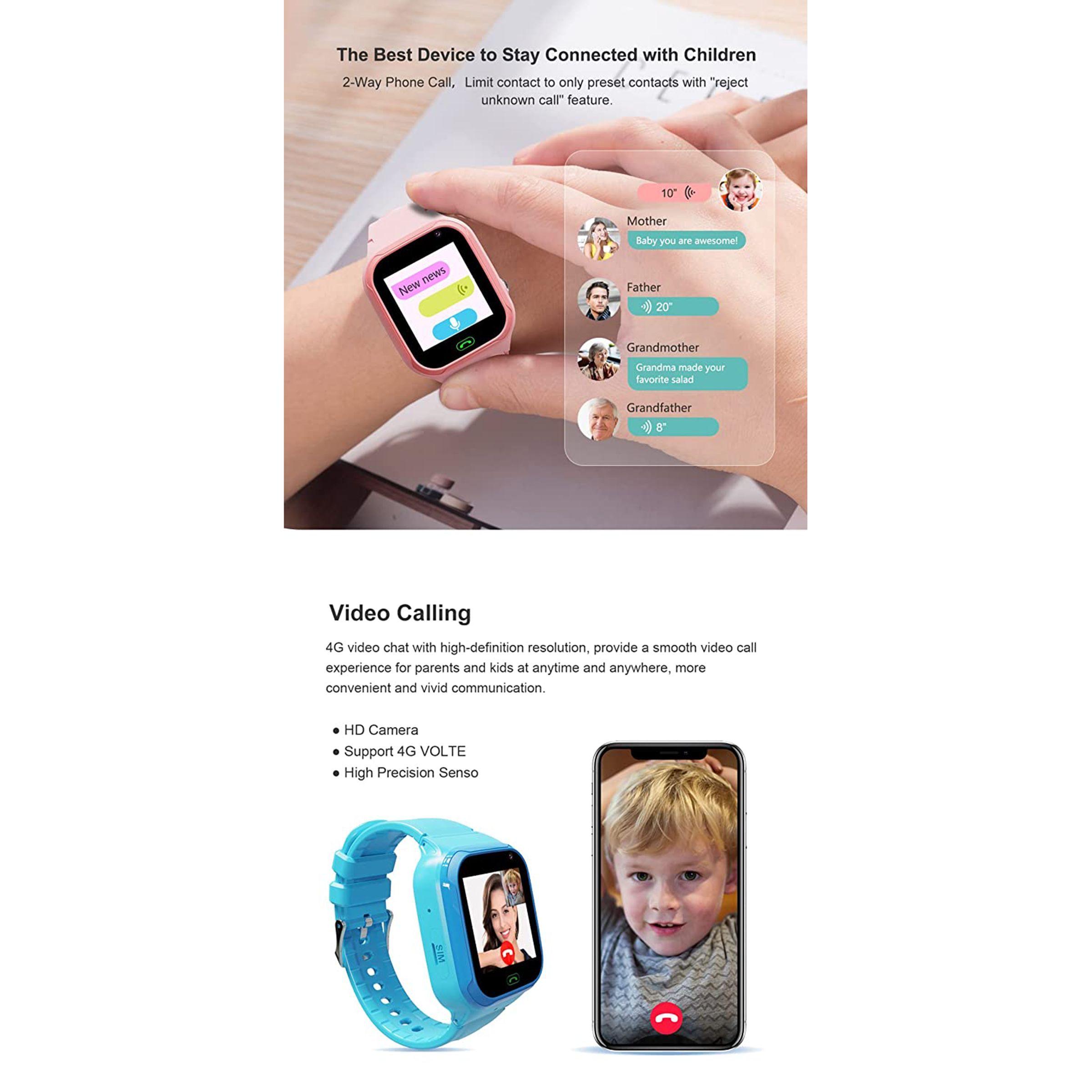 sekyo Secura 4G Lite Smartwatch with Camera Control (36mm LCD Display, Water Resistant, Pink Strap)_9