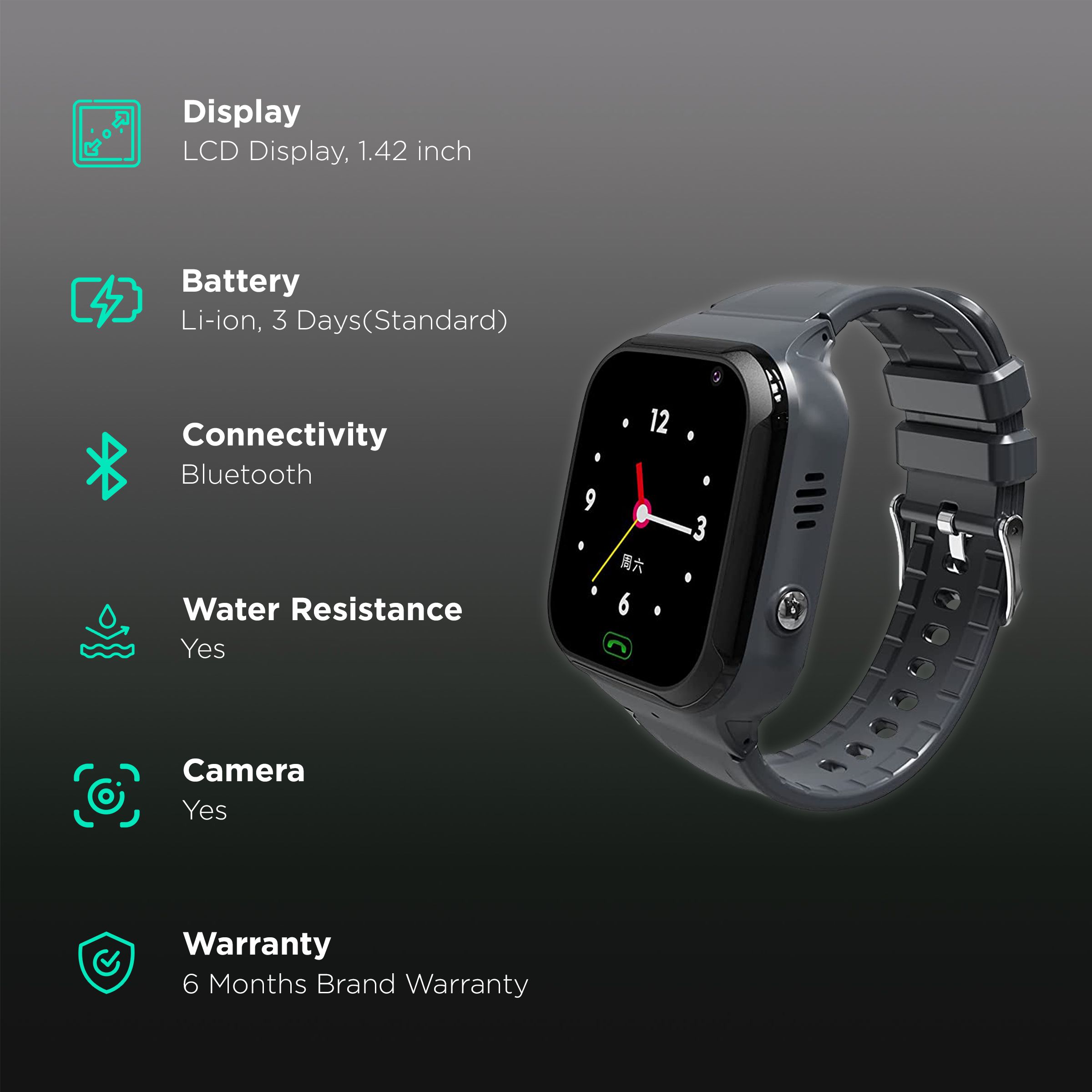 sekyo Secura 4G Lite Smartwatch with Camera Control (36mm LCD Display, Water Resistant, Black Strap) sekyo Secura 4G Lite Smartwatch with Camera Control (36mm LCD Display, Water Resistant, Black Strap)_2