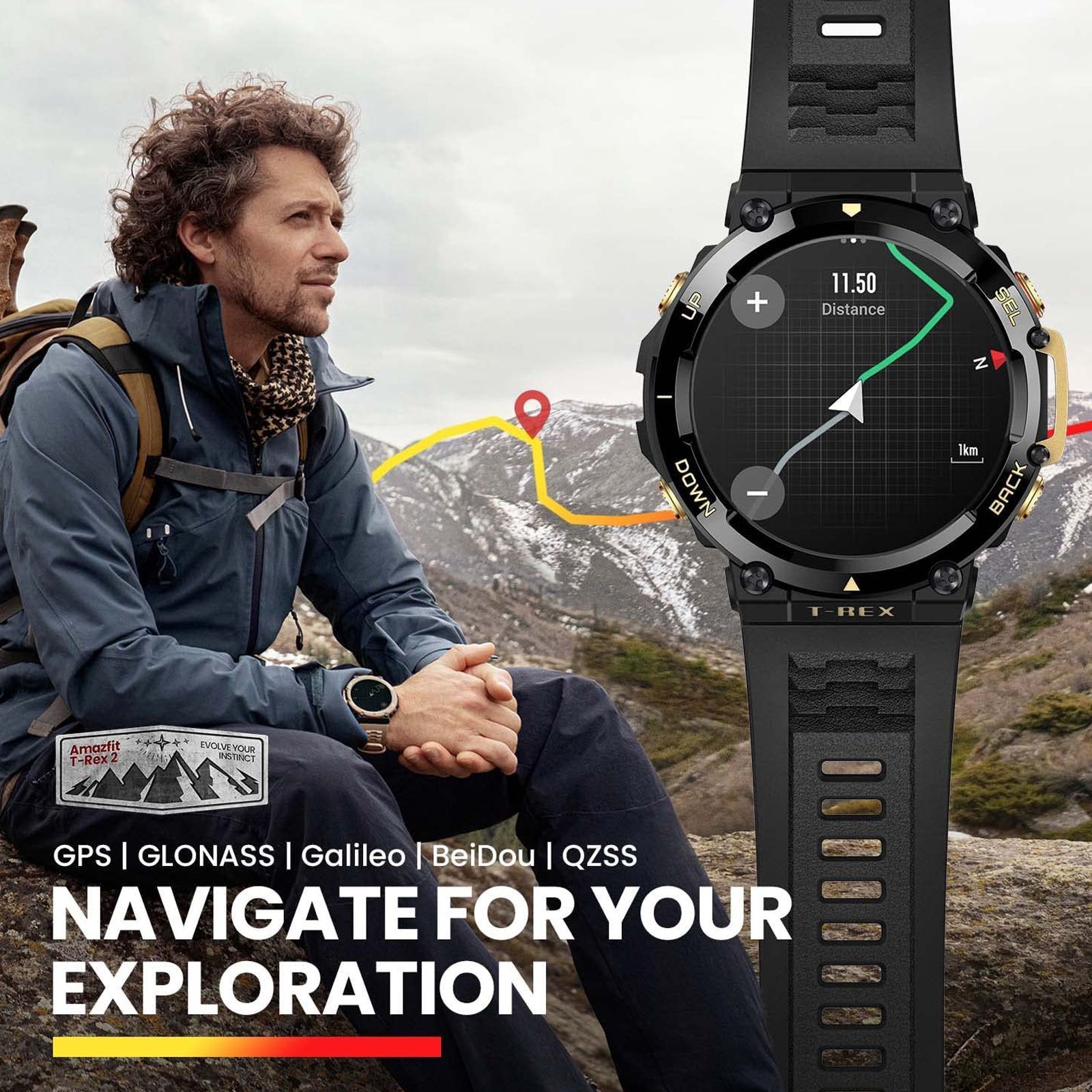 amazfit T-Rex 2 Smartwatch with Activity Tracker (35.3mm AMOLED Display, 10ATM Water Resistant, Astro Black Gold Strap)_7
