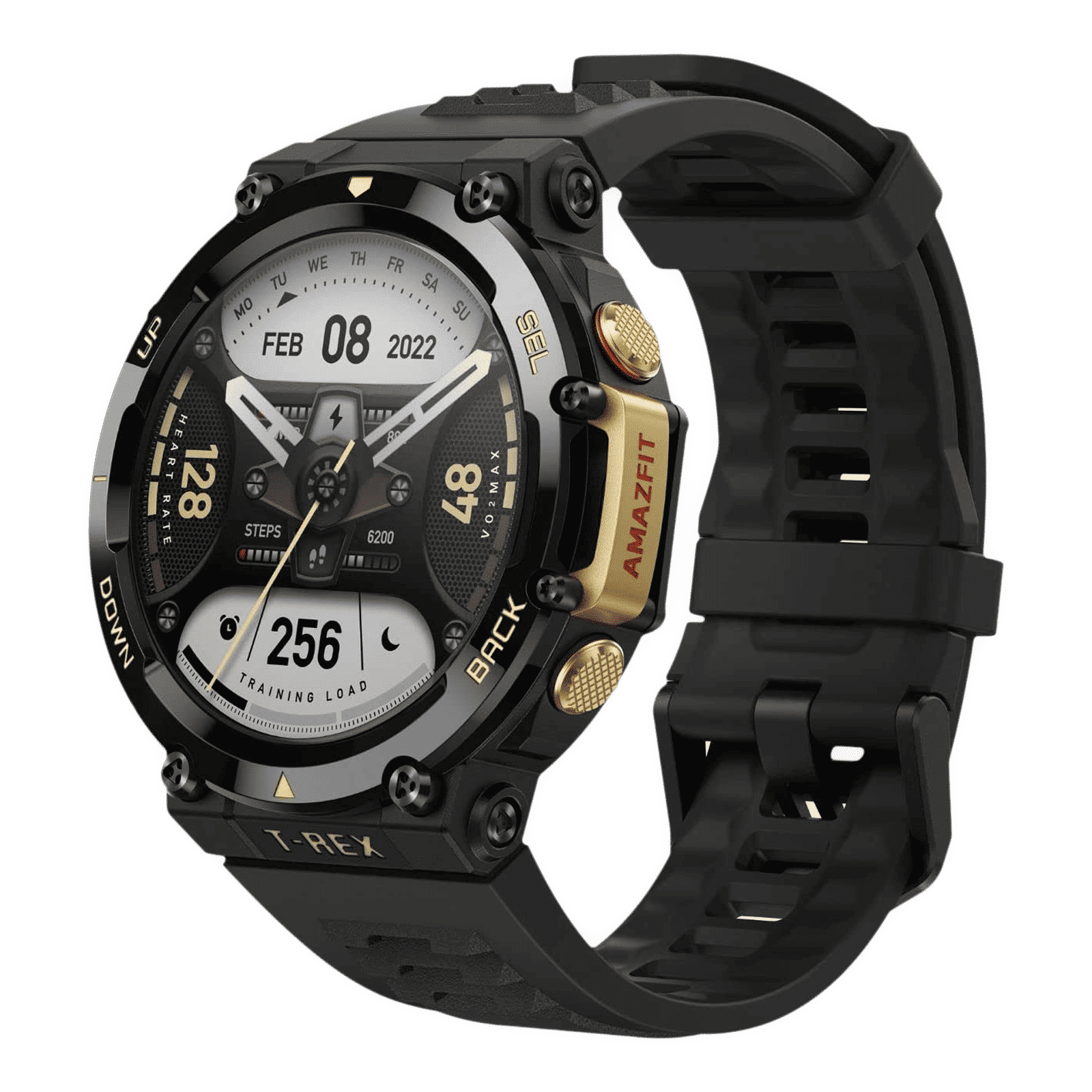 amazfit T-Rex 2 Smartwatch with Activity Tracker (35.3mm AMOLED Display, 10ATM Water Resistant, Astro Black Gold Strap)_4