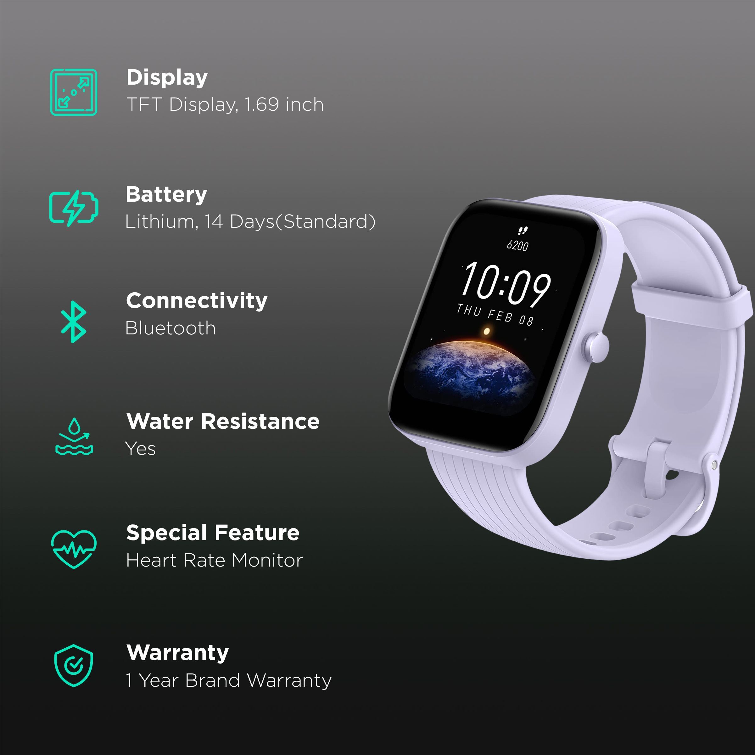 amazfit Bip 3 Smartwatch with 60 Sports Modes (42.9mm LCD Display, 5ATM Water Resistant, Blue Strap)_2