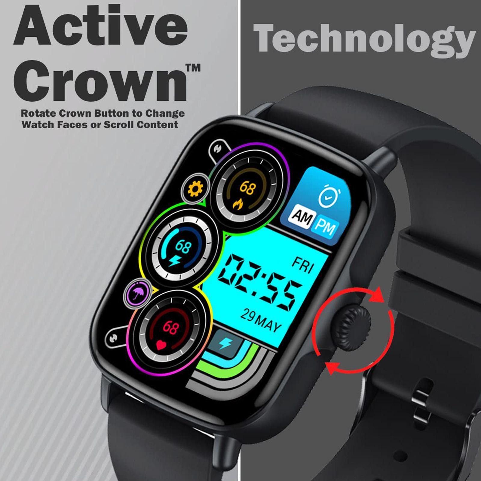 maxima Max Pro Turbo Smartwatch with Bluetooth Calling (42.9mm IPS HD Display, IP67 Water Resistant, Midnight Black Strap)_8