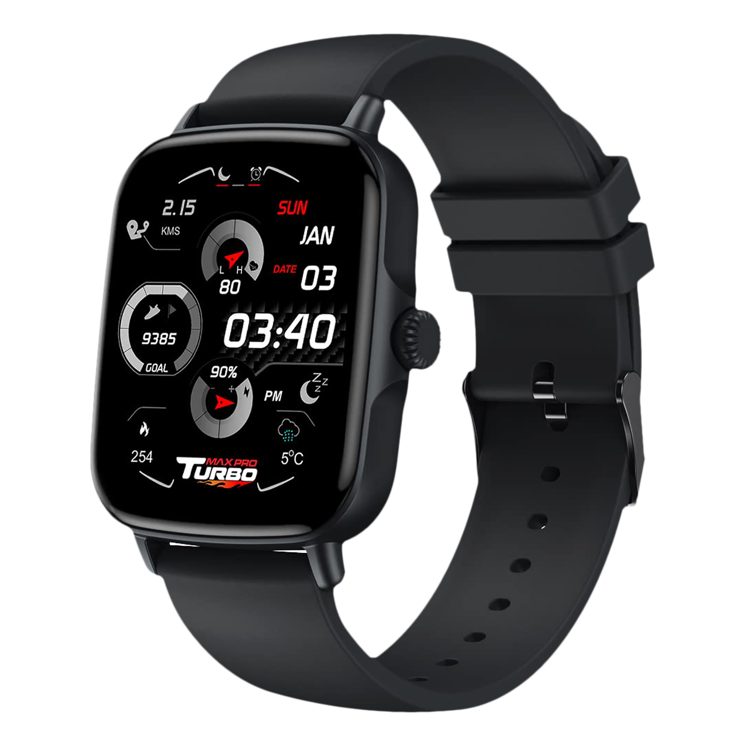 maxima Max Pro Turbo Smartwatch with Bluetooth Calling (42.9mm IPS HD Display, IP67 Water Resistant, Midnight Black Strap)_3