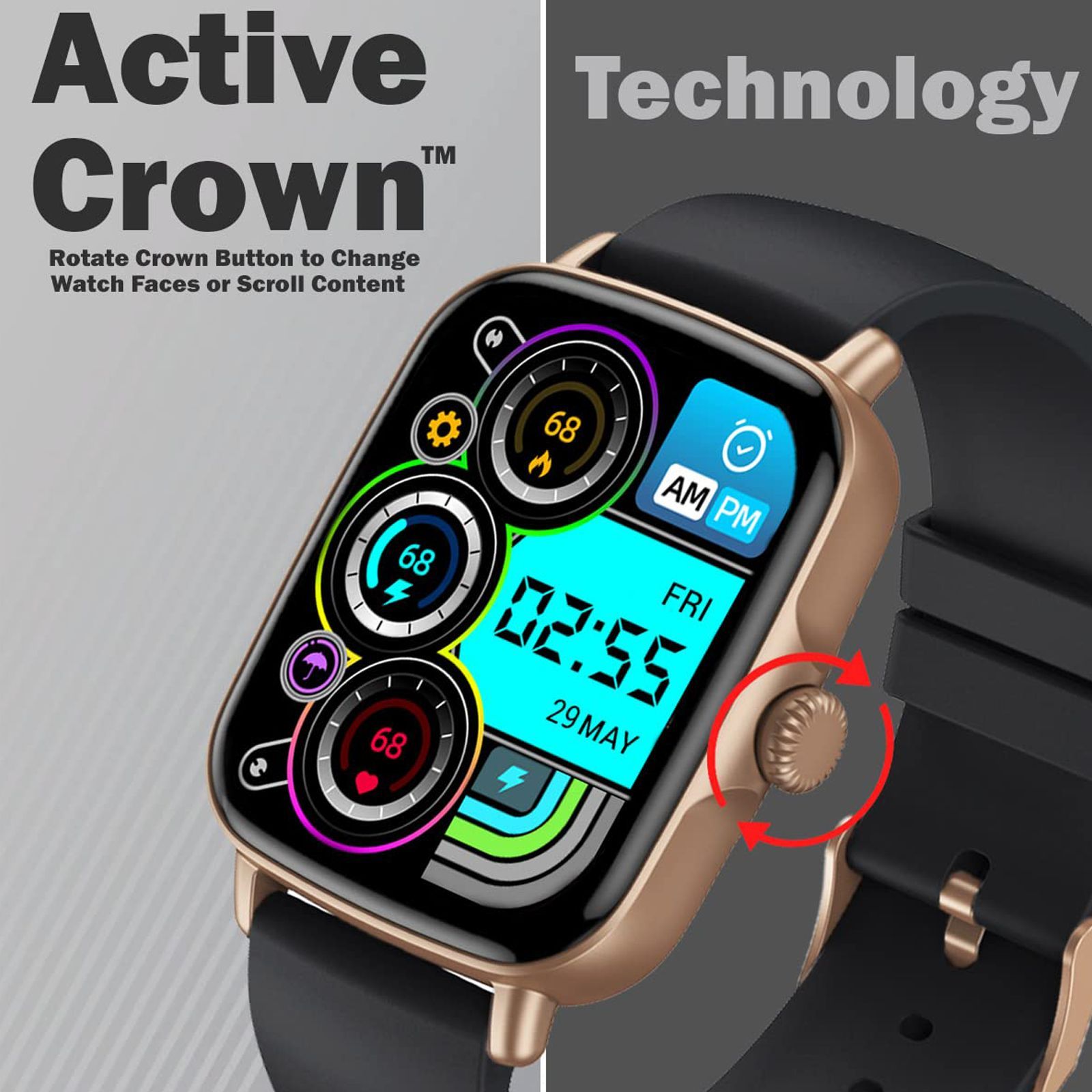 maxima Max Pro Turbo Smartwatch with Bluetooth Calling (42.9mm IPS HD Display, IP67 Water Resistant, Black Strap)_7