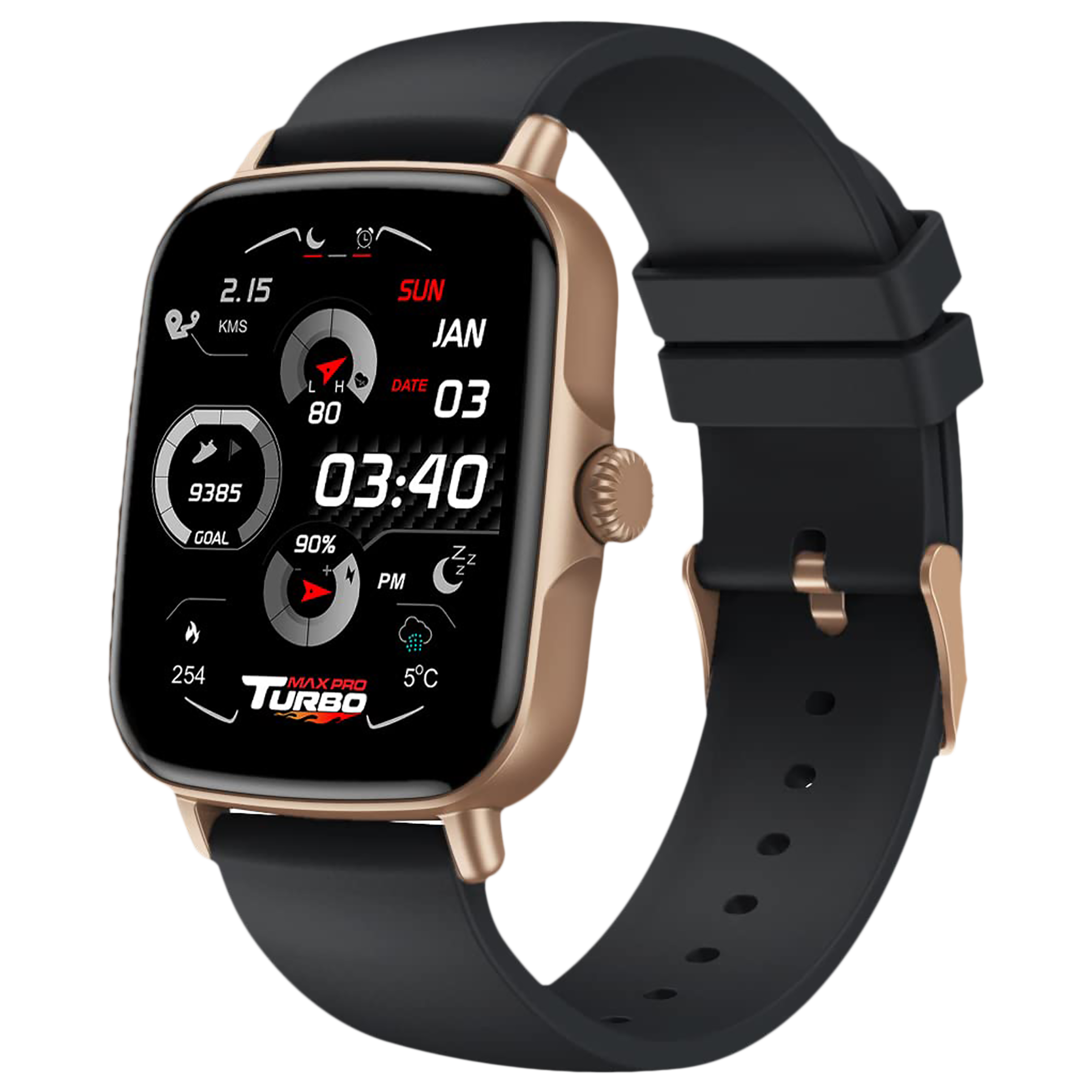 maxima Max Pro Turbo Smartwatch with Bluetooth Calling (42.9mm IPS HD Display, IP67 Water Resistant, Black Strap)_3