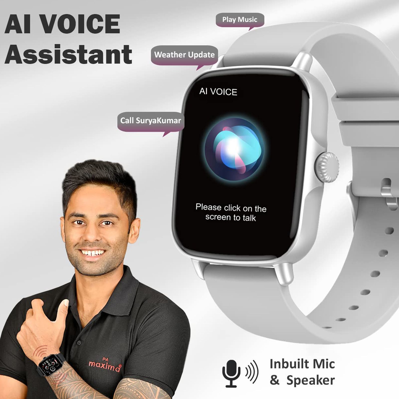 maxima Max Pro Turbo Smartwatch with Bluetooth Calling (42.9mm IPS HD Display, IP67 Water Resistant, Silver Strap)_5