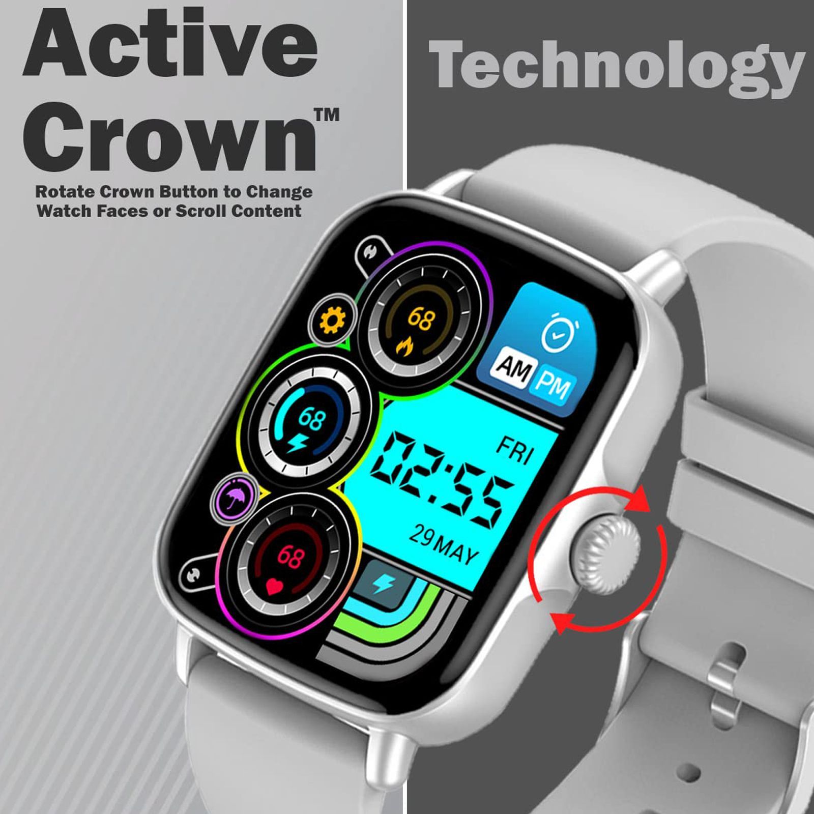 maxima Max Pro Turbo Smartwatch with Bluetooth Calling (42.9mm IPS HD Display, IP67 Water Resistant, Silver Strap)_7