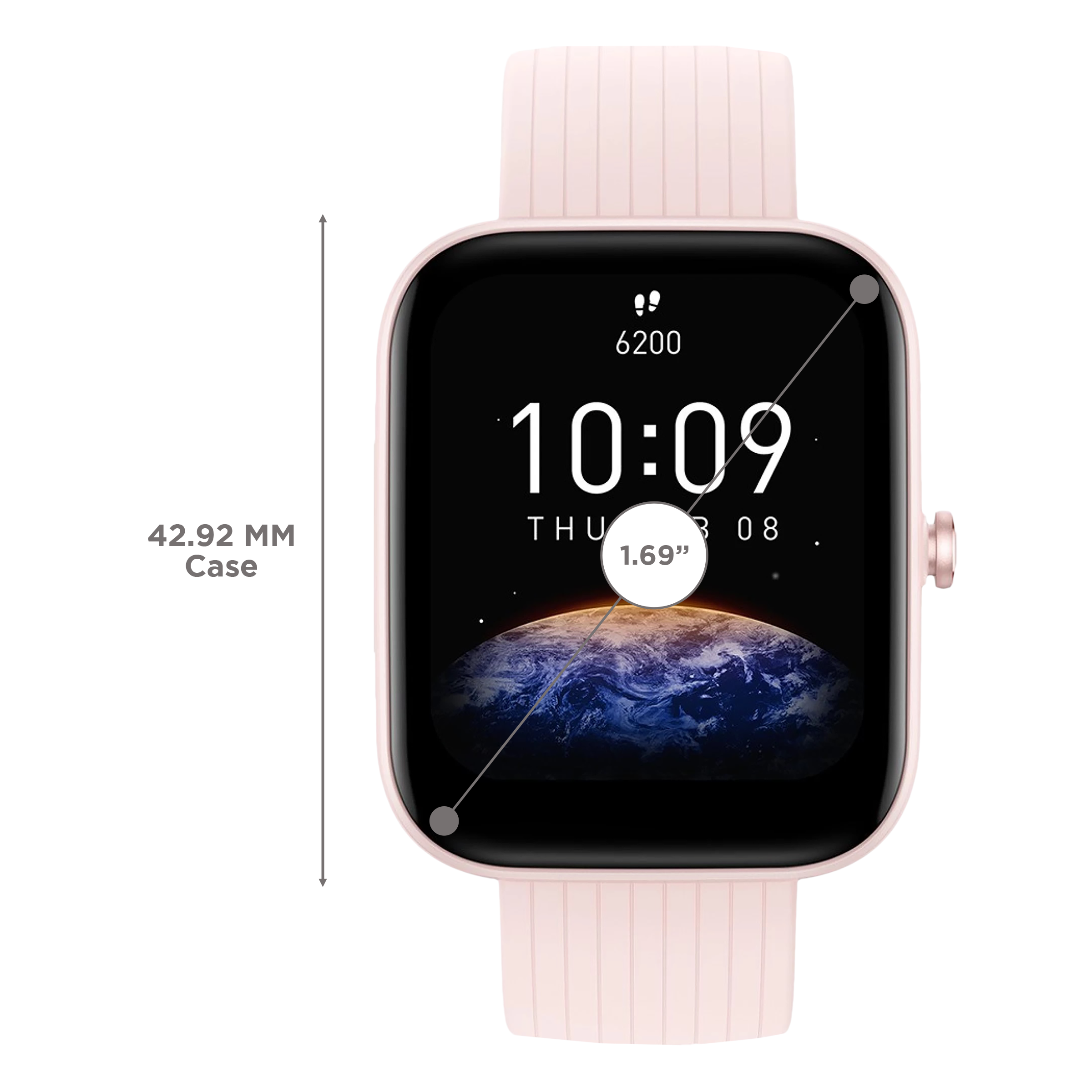 amazfit Bip 3 Pro Smartwatch with Activity Tracker (42.92mm TFT Display, 5ATM Water Resistant, Pink Strap)_3