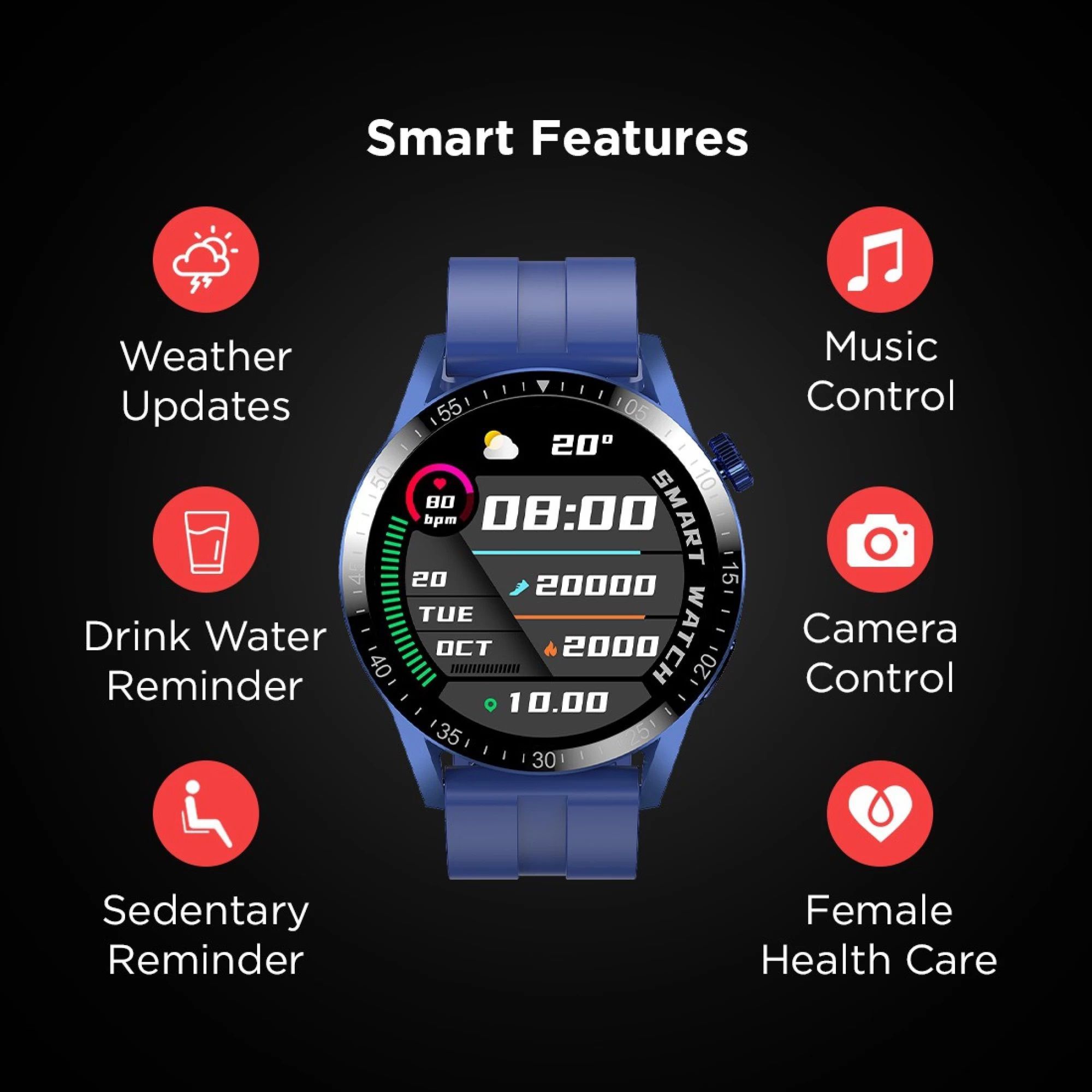 FIRE-BOLTT Talk Pro BSW038 Smartwatch with Bluetooth Calling (33mm HD Display, IP68 Water Resistant, Blue Strap)_11