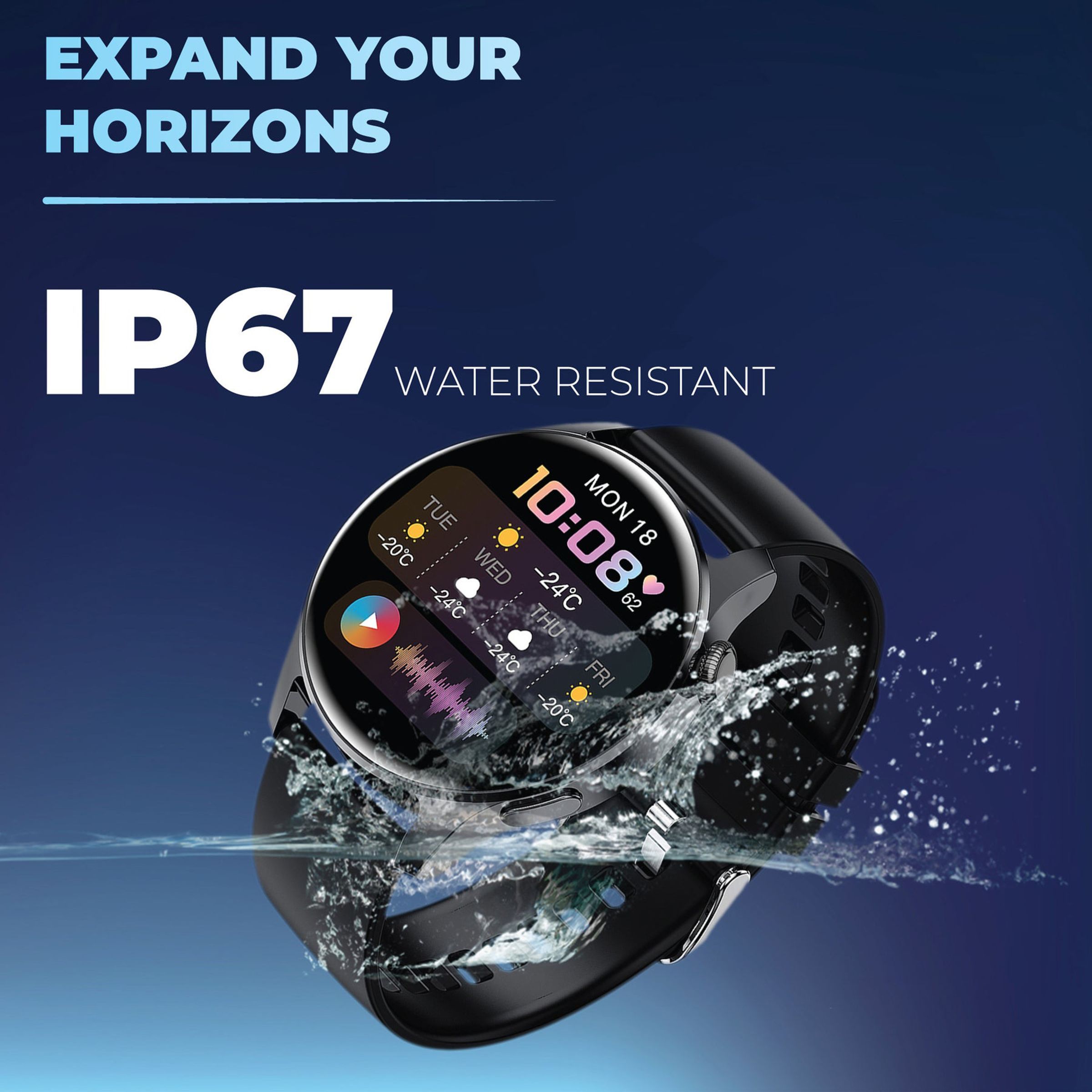 HAMMER Pulse 4.0 Smartwatch with Bluetooth Calling (52mm HD Display, IP67 Water Resistant, Black Strap)_6