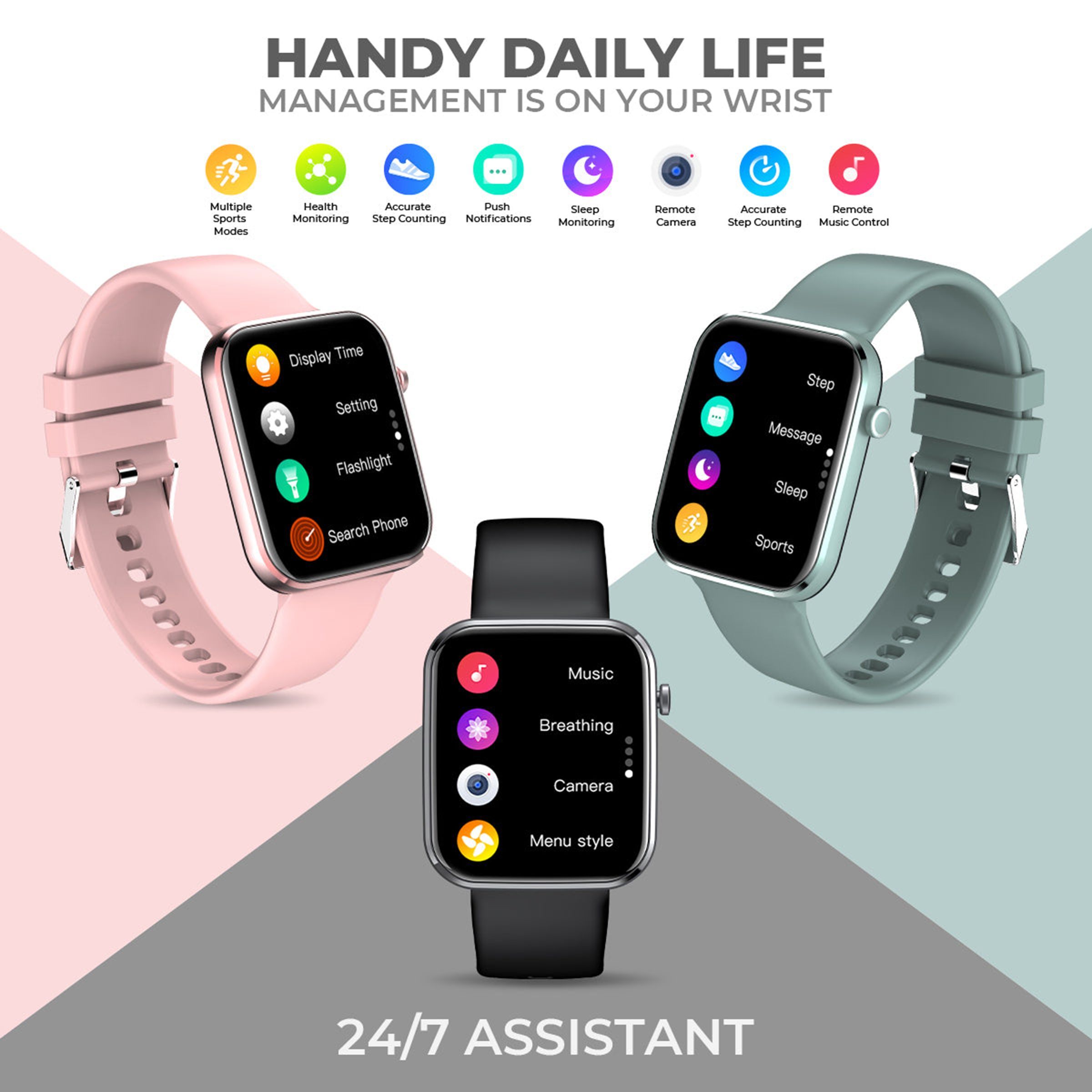 JUST CORSECA Sportivo Smartwatch with Activity Tracker (42.92mm HD LCD Display, IP67 Water Resistant, Black Strap)_5