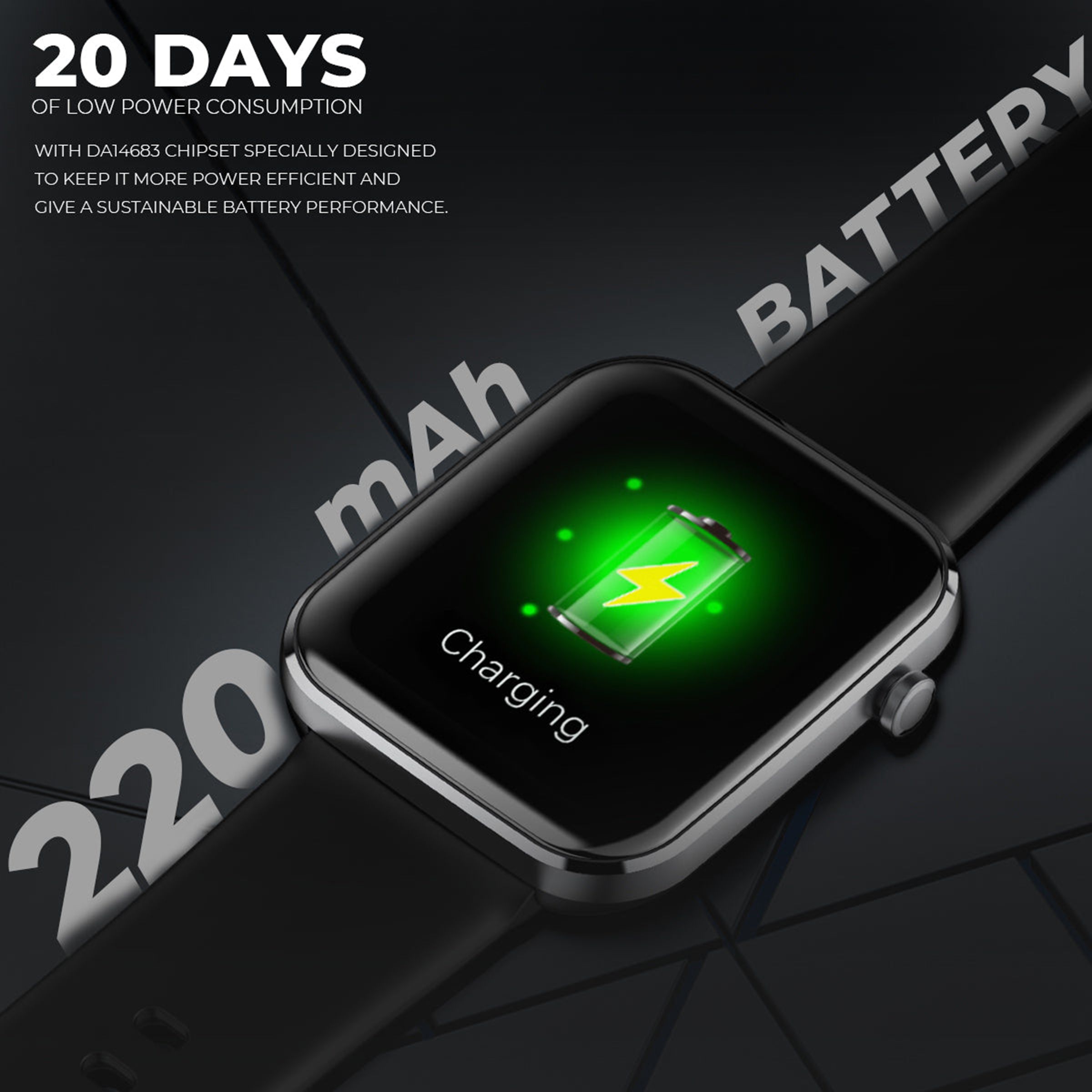 JUST CORSECA Sportivo Smartwatch with Activity Tracker (42.92mm HD LCD Display, IP67 Water Resistant, Black Strap)_6