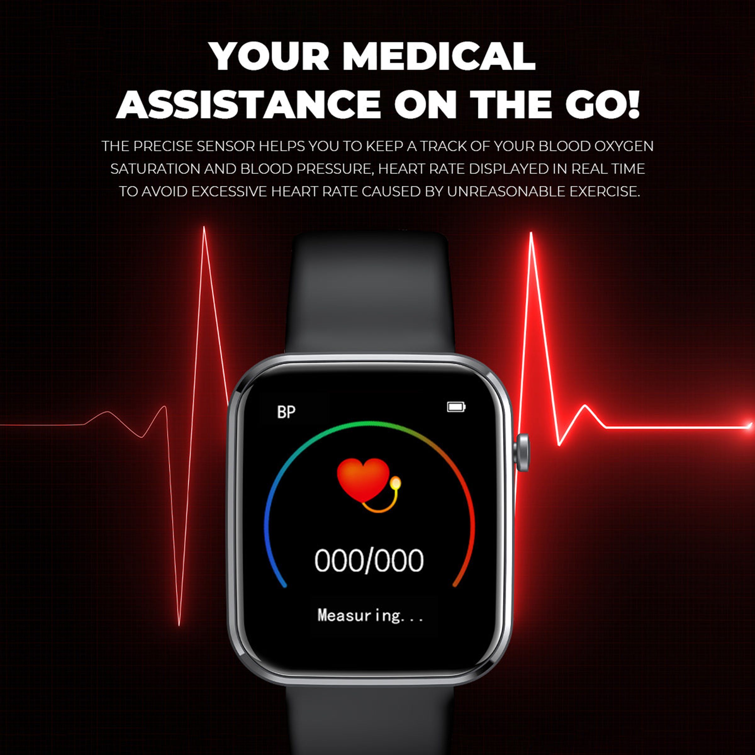 JUST CORSECA Sportivo Smartwatch with Activity Tracker (42.92mm HD LCD Display, IP67 Water Resistant, Black Strap)_8