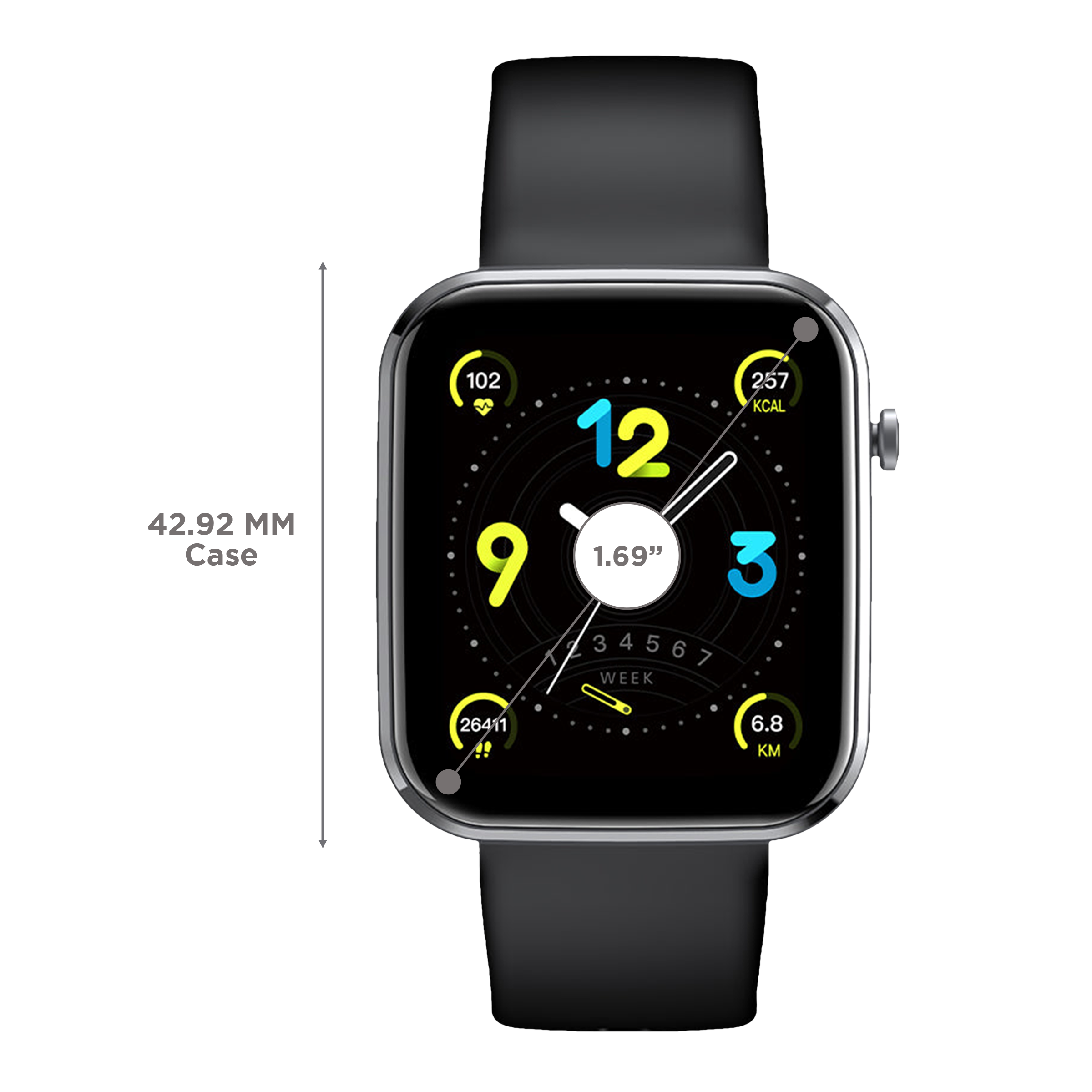 JUST CORSECA Sportivo Smartwatch with Activity Tracker (42.92mm HD LCD Display, IP67 Water Resistant, Black Strap)_3