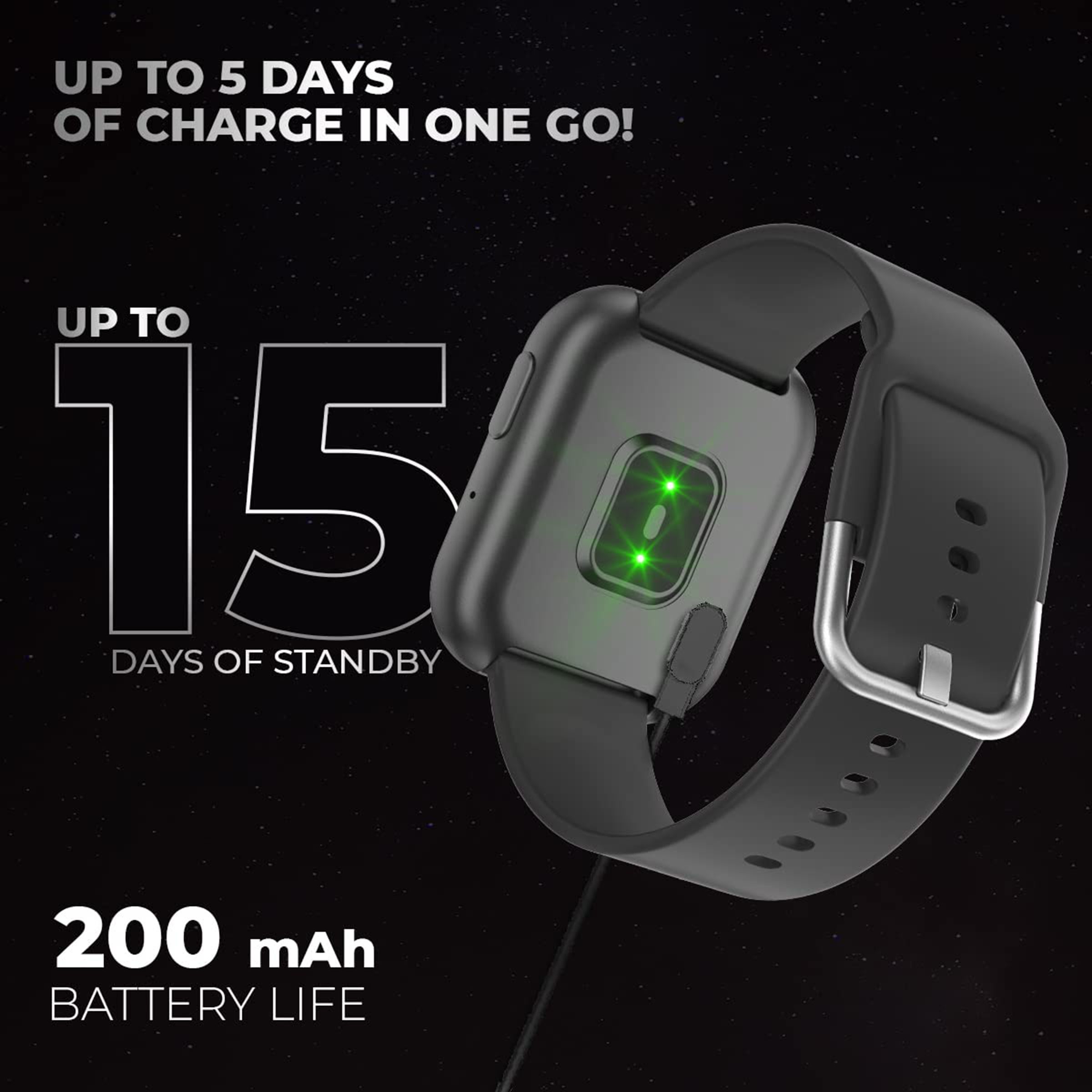 JUST CORSECA Snugar Smartwatch with Bluetooth Calling (42.92mm LCD Color Display, IP67 Water Resistant, Black Strap)_5