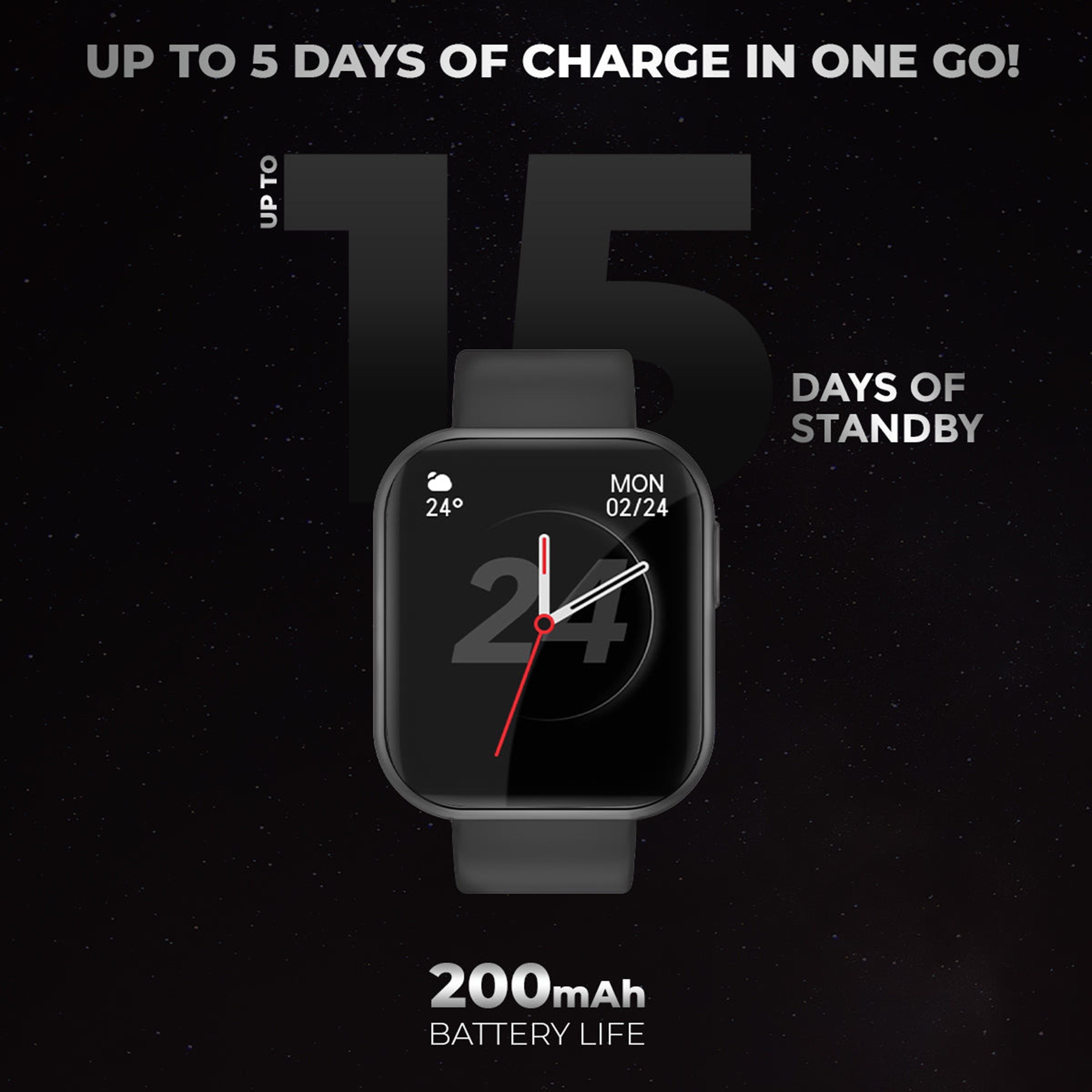 JUST CORSECA Snugar Smartwatch with Bluetooth Calling (42.92mm LCD Color Display, IP67 Water Resistant, Black Strap)_7