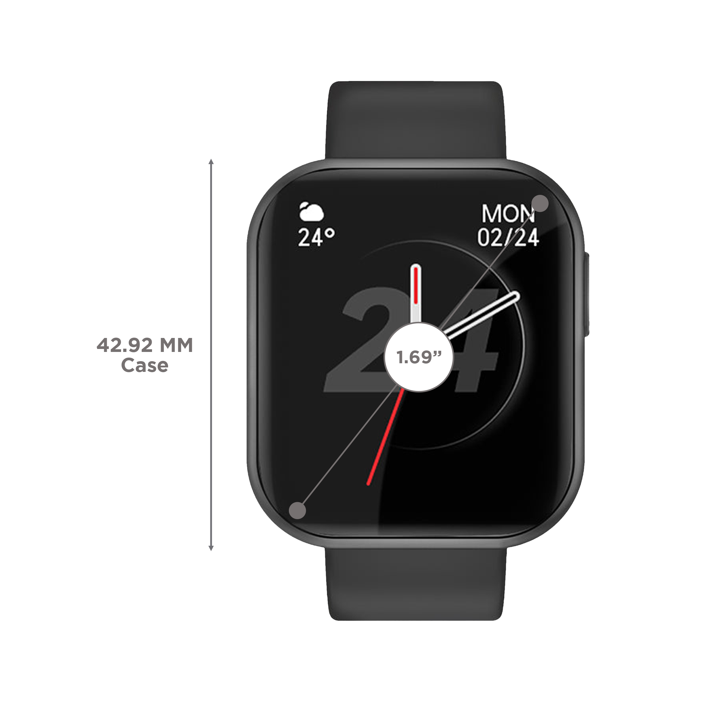 JUST CORSECA Snugar Smartwatch with Bluetooth Calling (42.92mm LCD Color Display, IP67 Water Resistant, Black Strap)_3