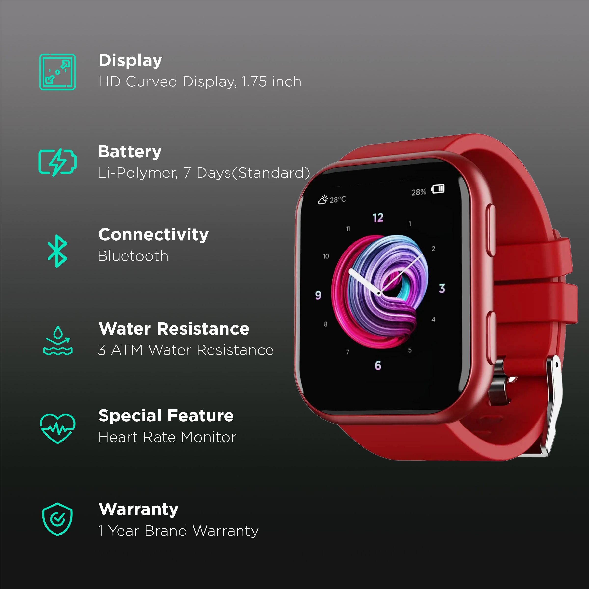 boAt Blaze Smartwatch with Bluetooth Calling (44.5mm HD Curved Display, 3ATM Water Resistant, Raging Red Strap) boAt Blaze Smartwatch with Bluetooth Calling (44.5mm HD Curved Display, 3ATM Water Resistant, Raging Red Strap)_2