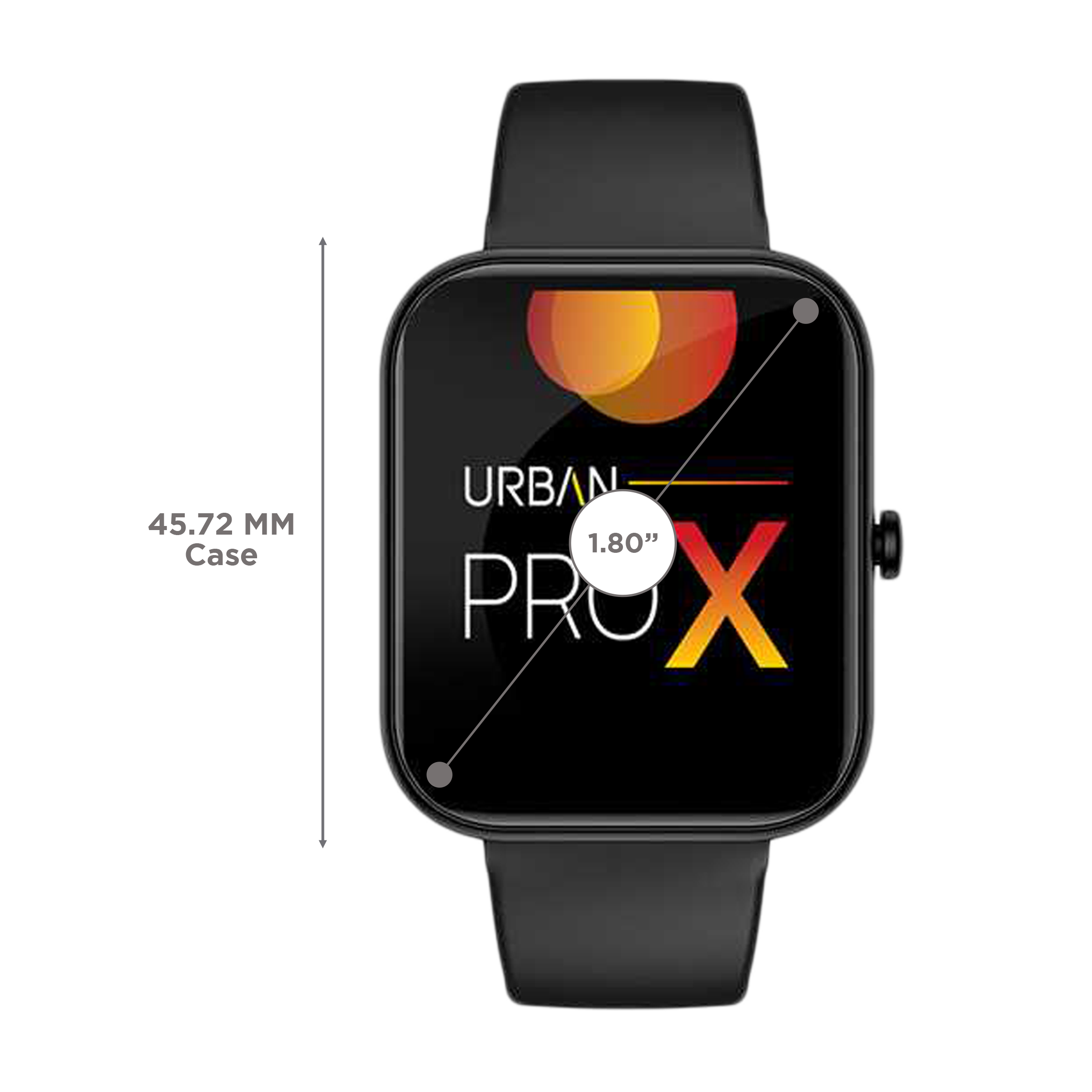 in base Urban PRO X Smartwatch with Bluetooth Calling (45.72mm IPS TFT Display, Water Resistant, Black Strap)_3