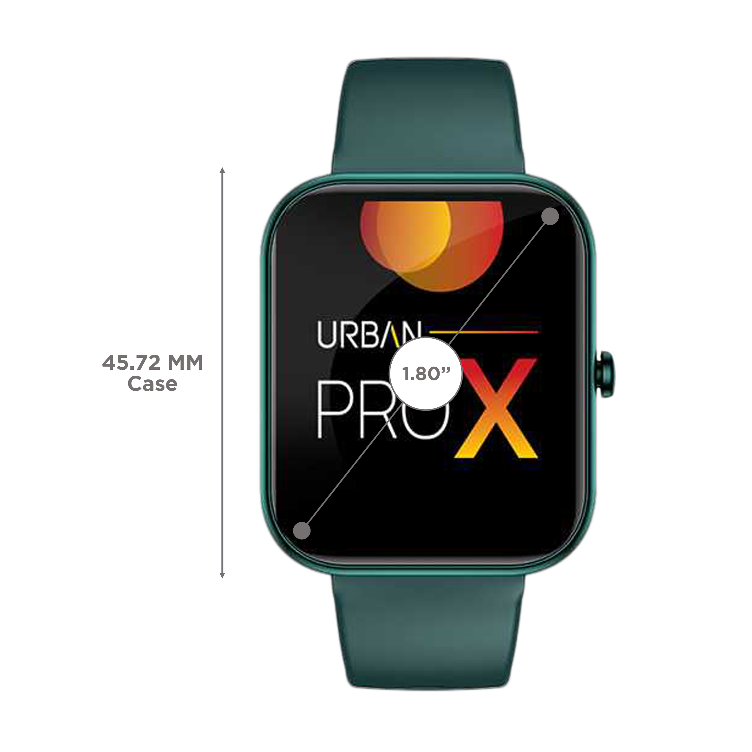 in base Urban PRO X Smartwatch with Bluetooth Calling (45.72mm IPS TFT Display, Water Resistant, Green Strap)_3