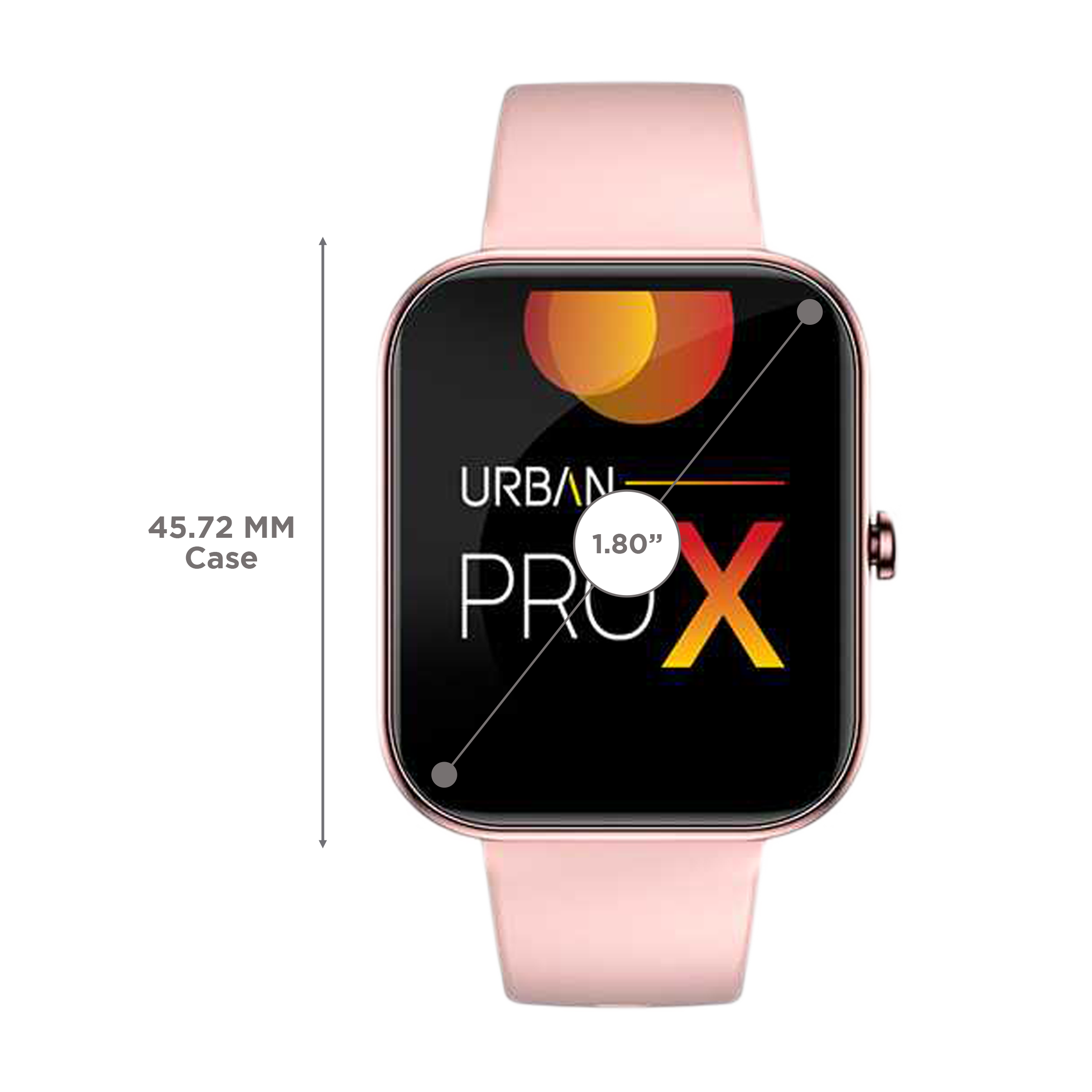 in base Urban PRO X Smartwatch with Bluetooth Calling (45.72mm IPS TFT Display, Water Resistant, Pink Strap)_3