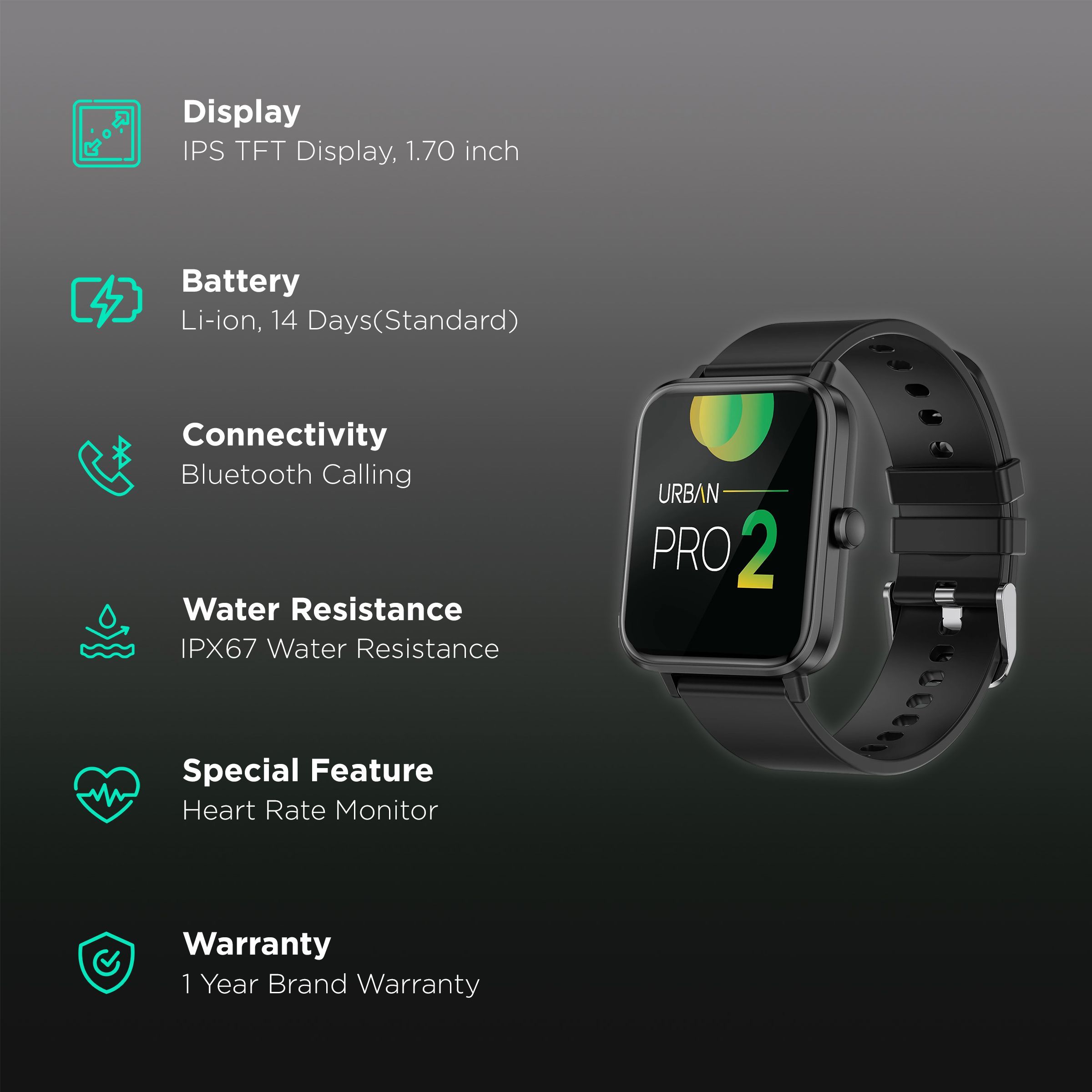 in base Urban PRO 2 Smartwatch with Bluetooth Calling (43.18mm IPS TFT Display, IPX67 Water Resistant, Black Strap)_2