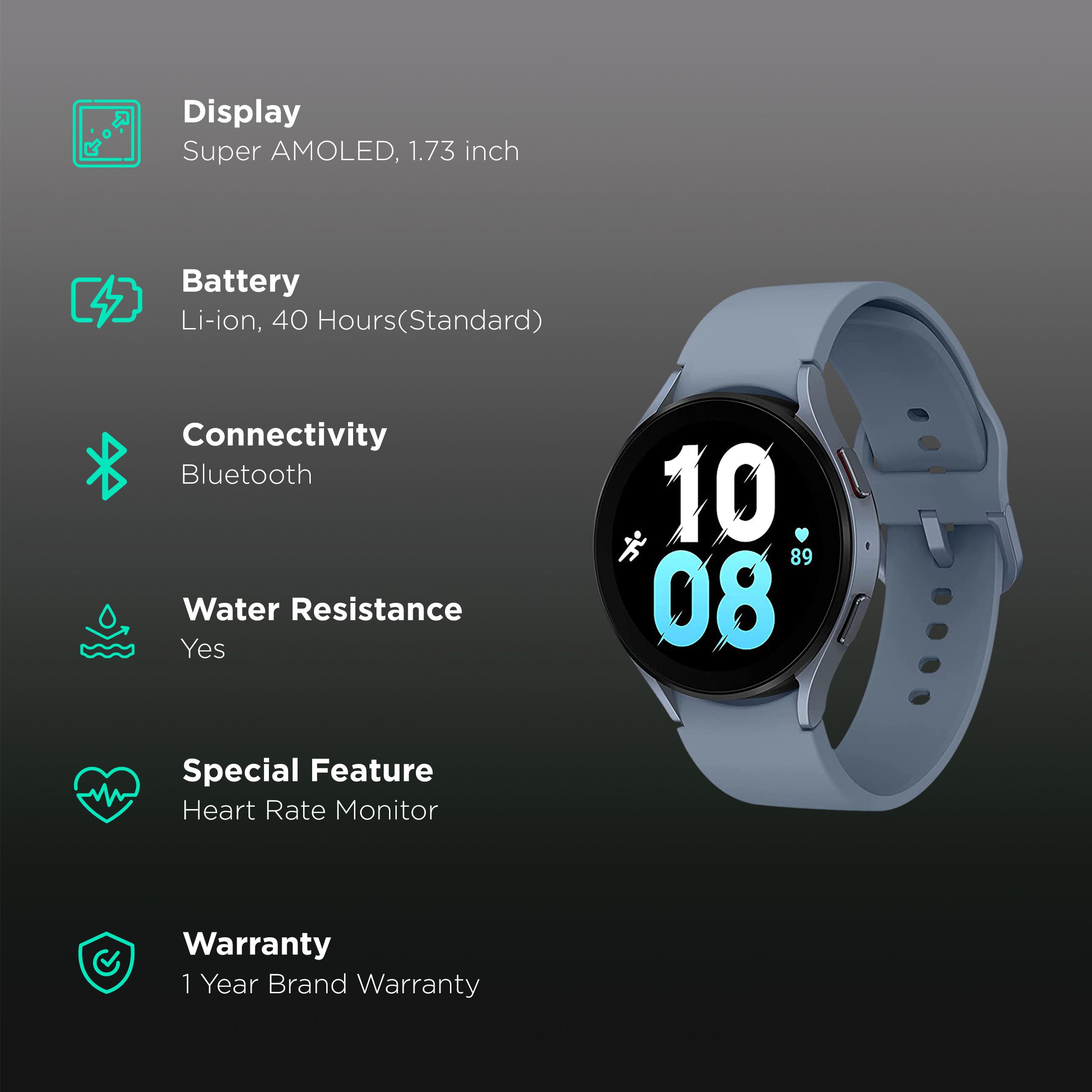 SAMSUNG Galaxy Watch5 GPS+Wi-Fi+4G SIM+Bluetooth Wear OS Smartwatch (44mm Super AMOLED Display, Water Resistant, Saphire Strap)_2