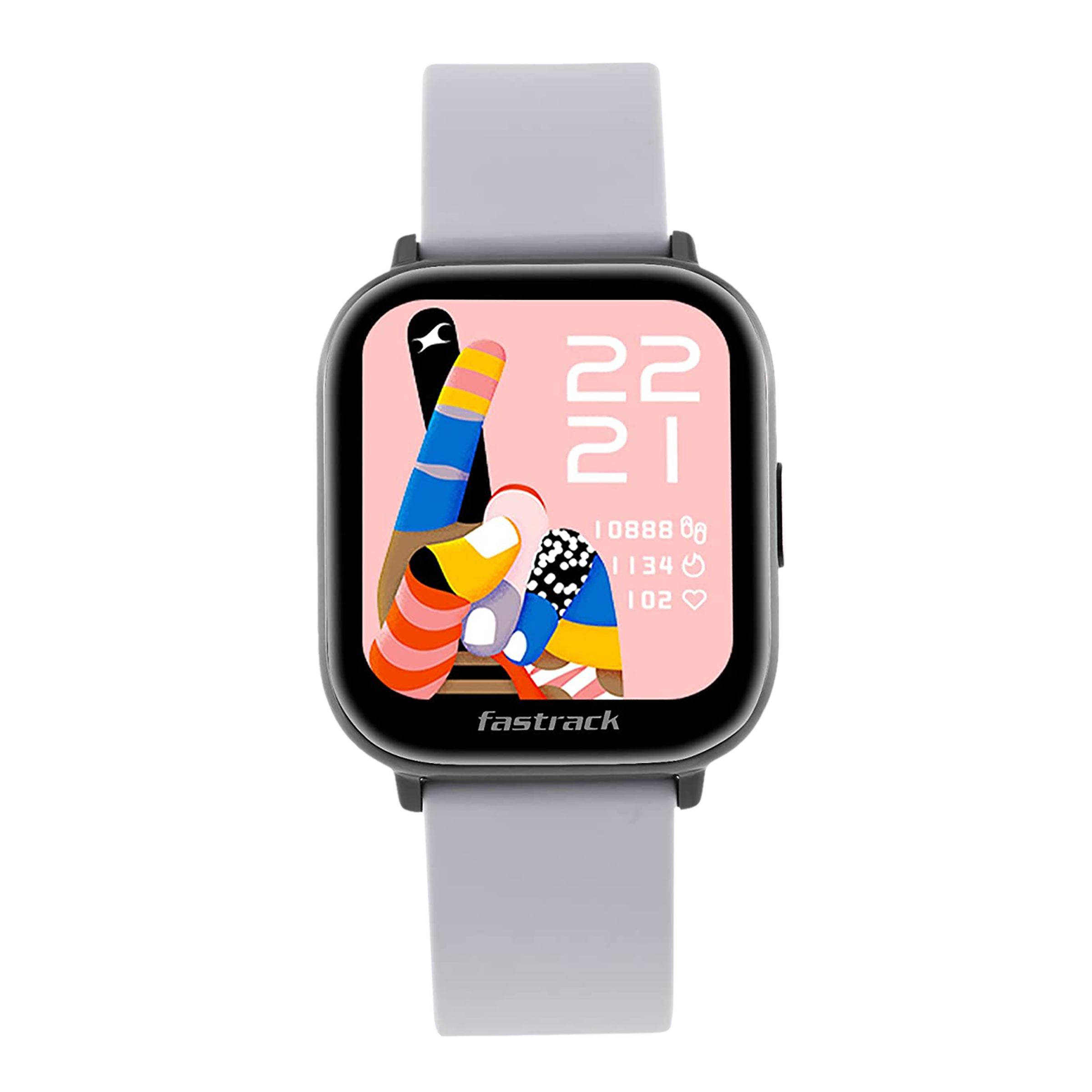 fastrack Reflex Vybe Smartwatch with Activity Tracker (38.10mm HD Display, IP68 Water Resistant, Grey Strap)_1