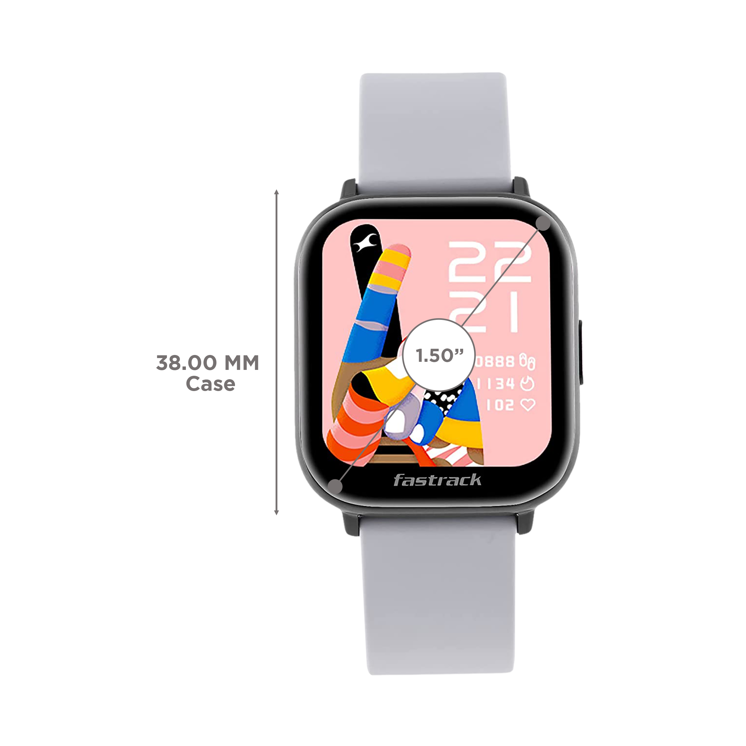 fastrack Reflex Vybe Smartwatch with Activity Tracker (38.10mm HD Display, IP68 Water Resistant, Grey Strap)_3