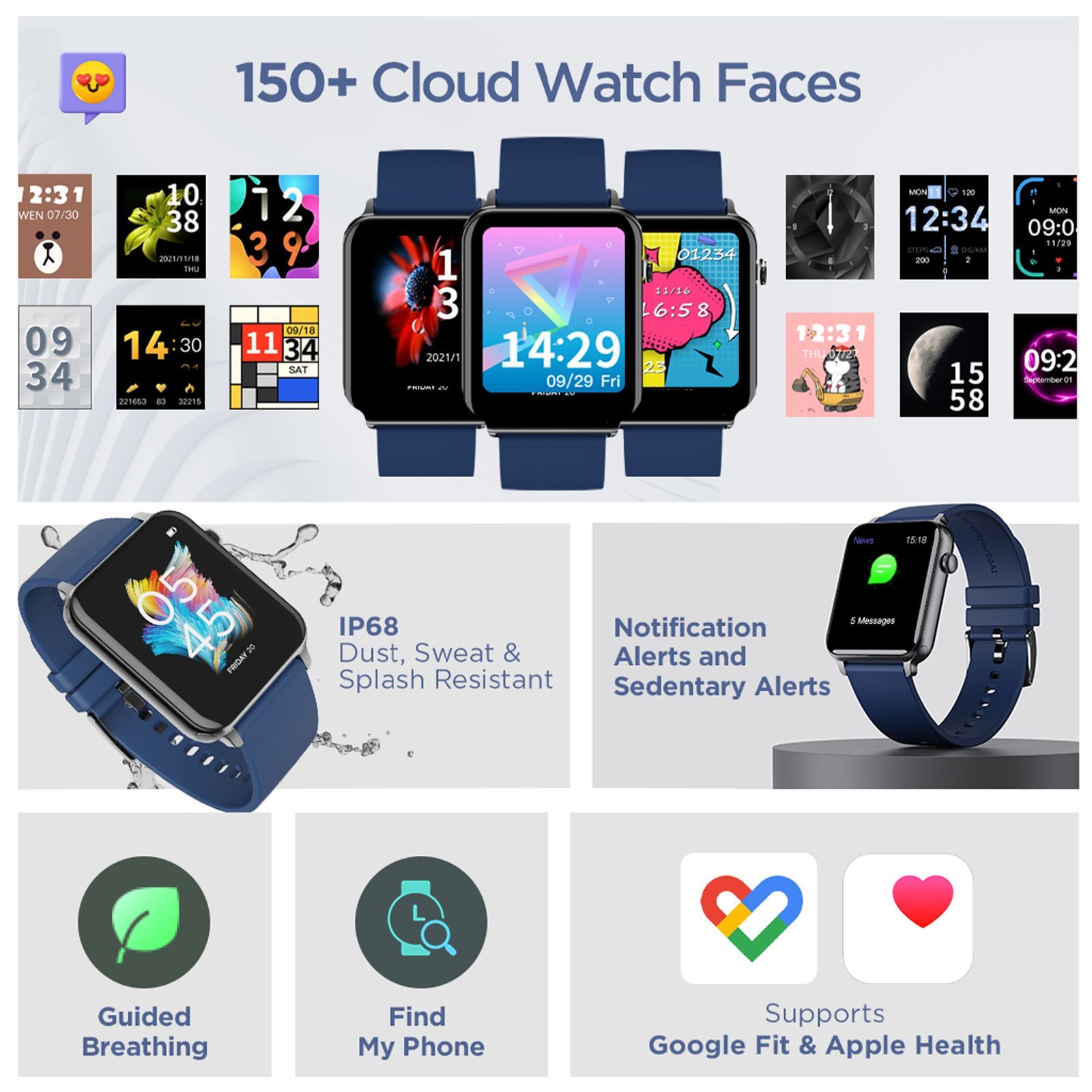 boAt Wave Voice Smartwatch with Bluetooth Calling (42.92mm HD Display, IP68 Water Resistant, Ink Blue Strap)_6