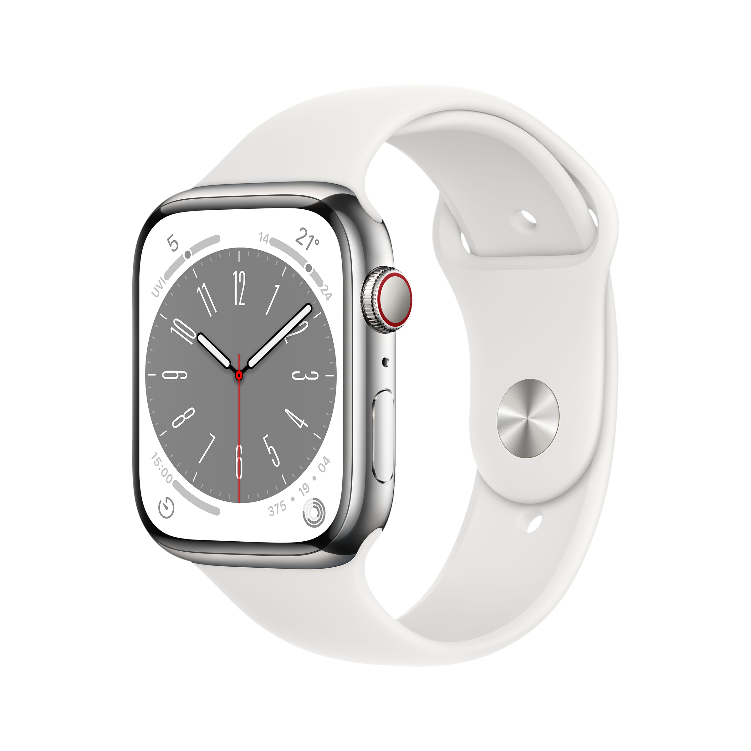 Apple Watch Series 8 GPS + Cellular with Sports Band (45mm Retina LTPO OLED Display, Silver Stainless Steel Case)_1