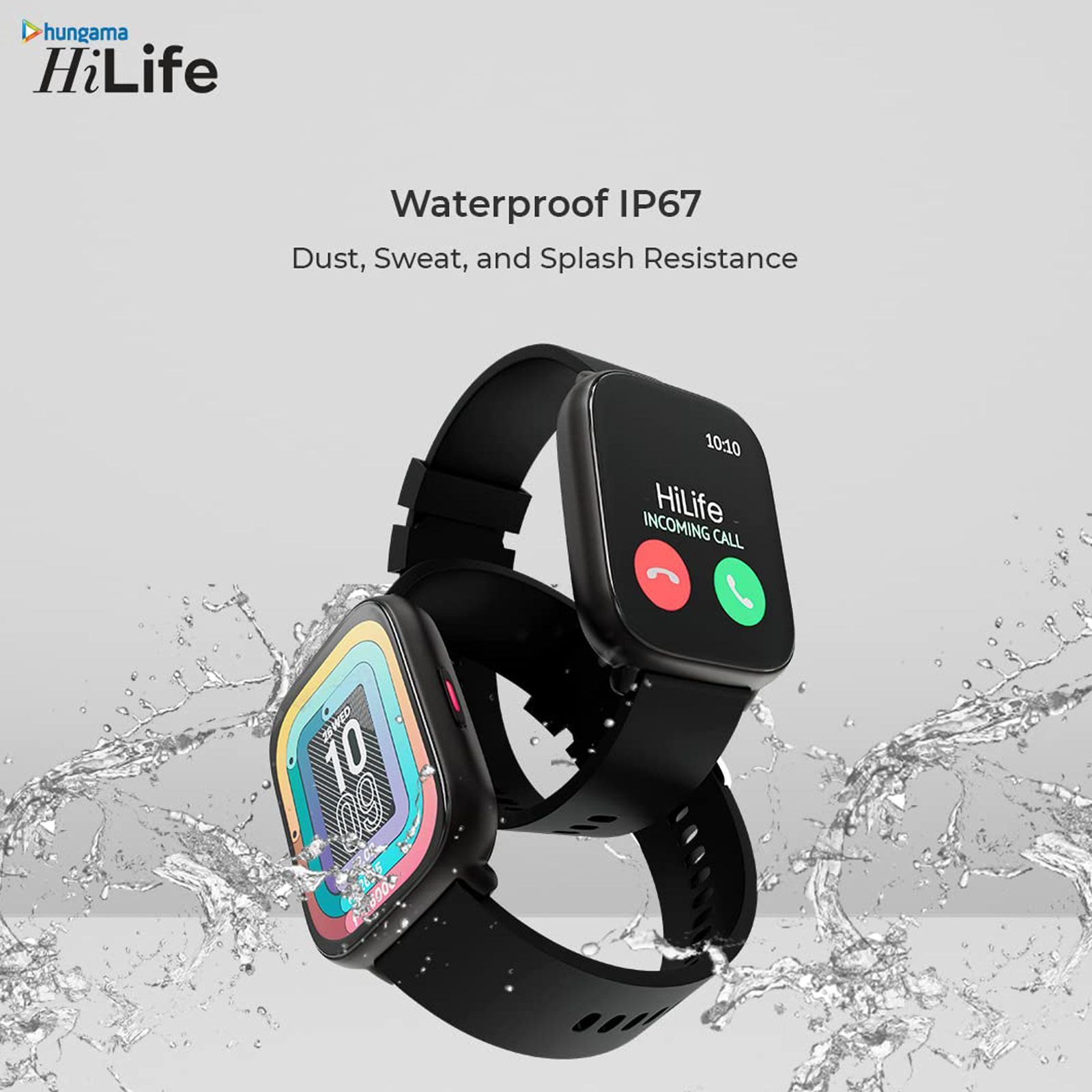 hungama HiLife G1 Smartwatch with Bluetooth Calling (44mm HD Display, IP67 Water Proof, Black Strap)_5
