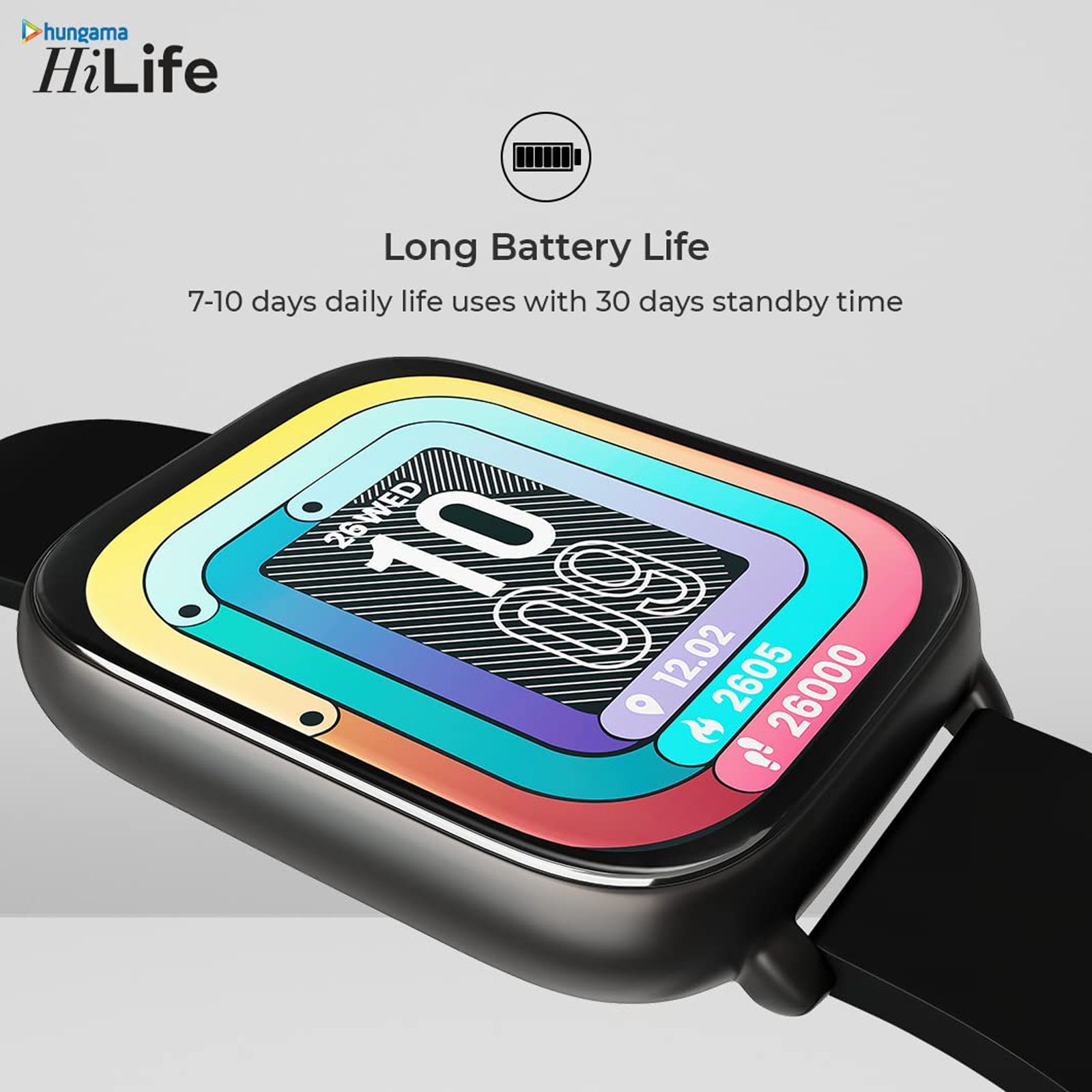 hungama HiLife G1 Smartwatch with Bluetooth Calling (44mm HD Display, IP67 Water Proof, Black Strap)_6