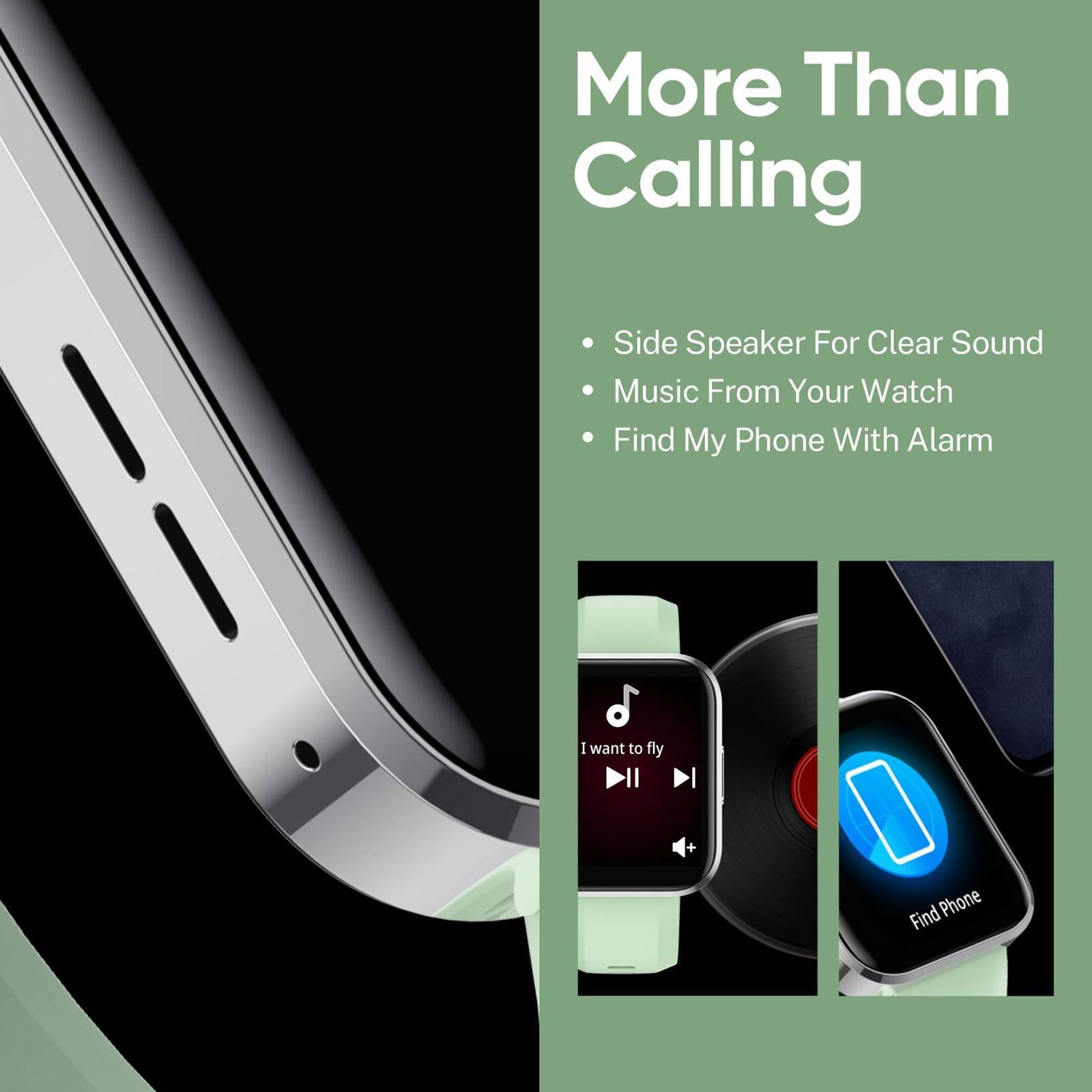 DIZO D Talk DW32051 Smartwatch with Bluetooth Calling (45.7mm Display, Water Resistant, Light Green Strap)_4