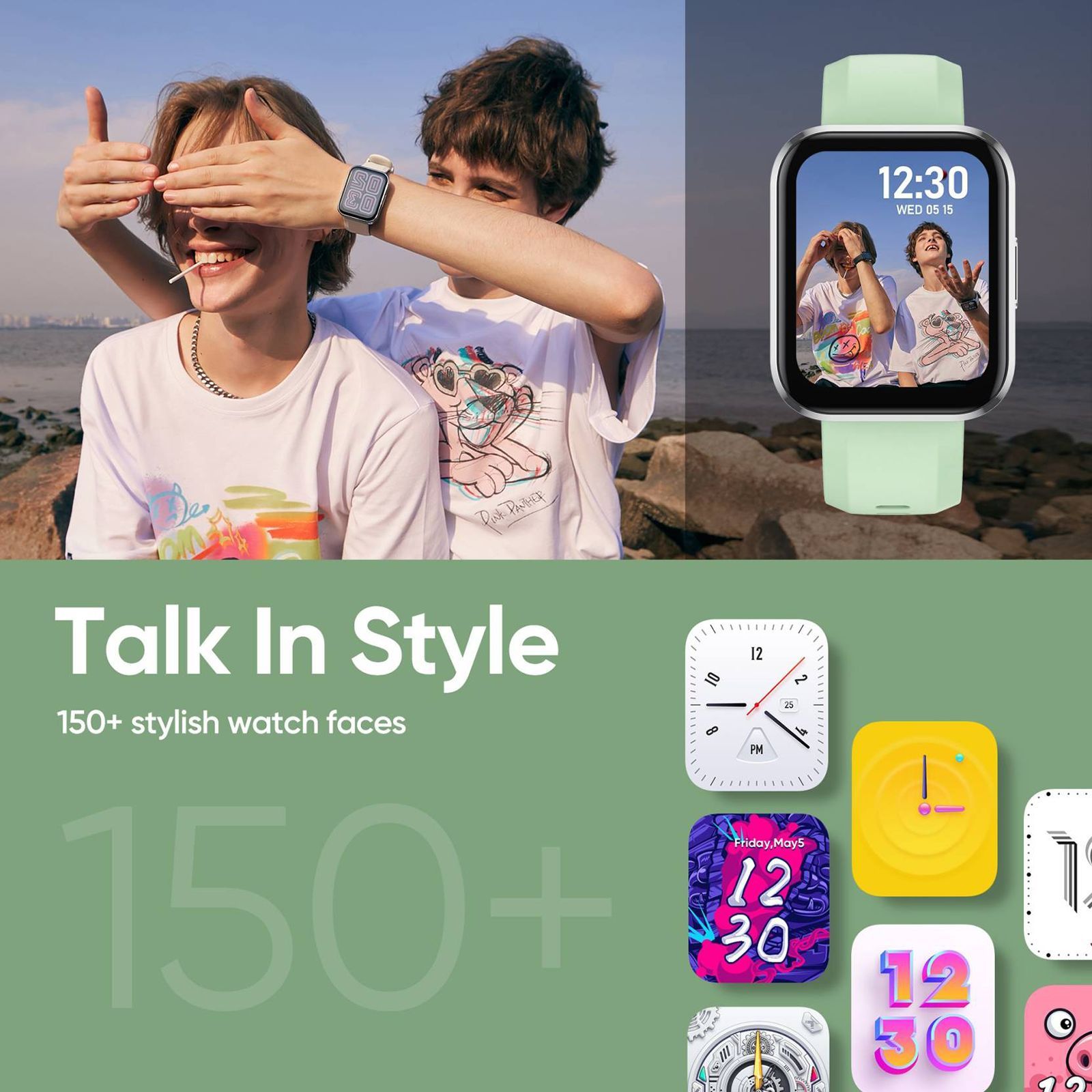 DIZO D Talk DW32051 Smartwatch with Bluetooth Calling (45.7mm Display, Water Resistant, Light Green Strap)_7