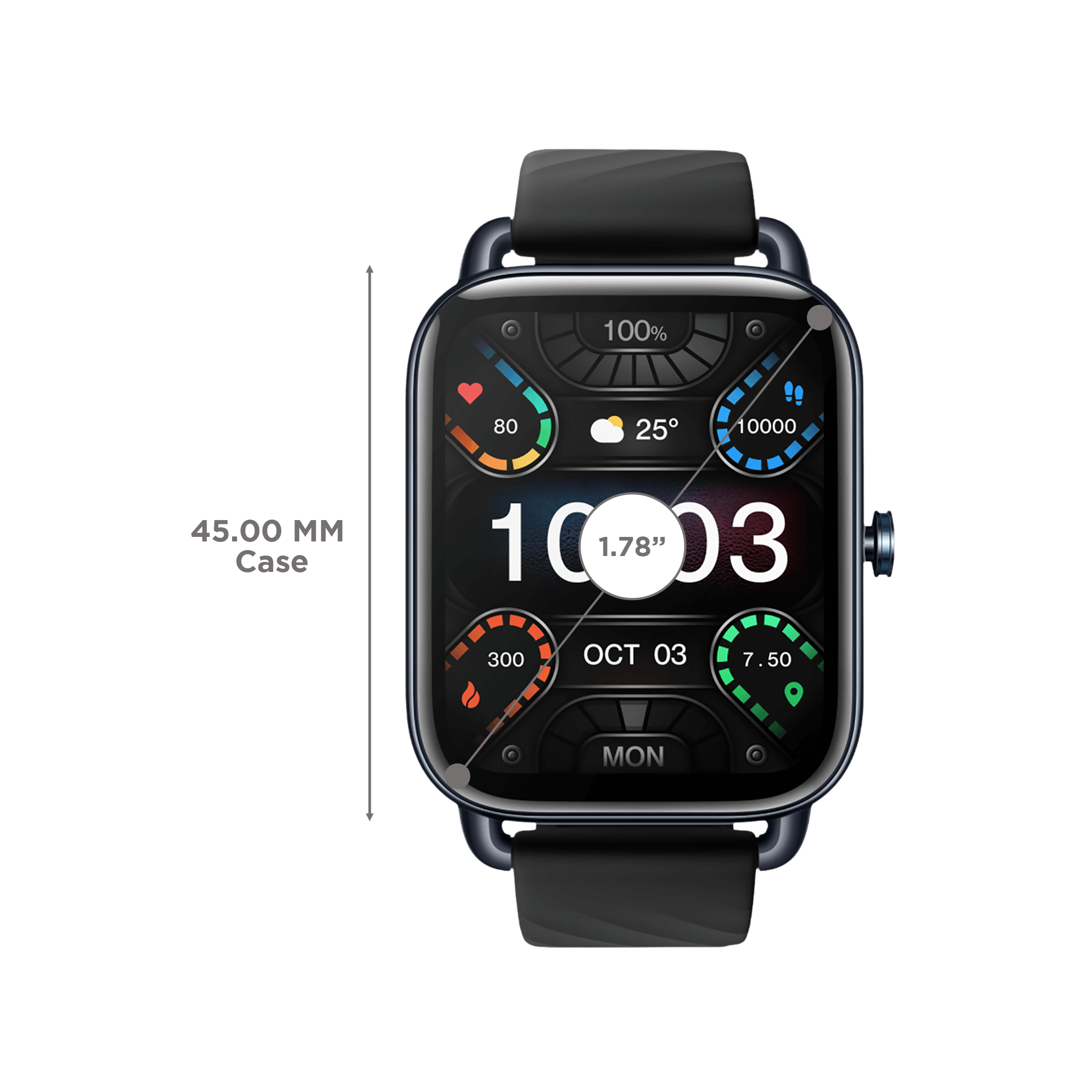 OnePlus Nord Smartwatch with Activity Tracker (45mm AMOLED Display, IP68 Water Resistant, Midnight Black Strap)_3