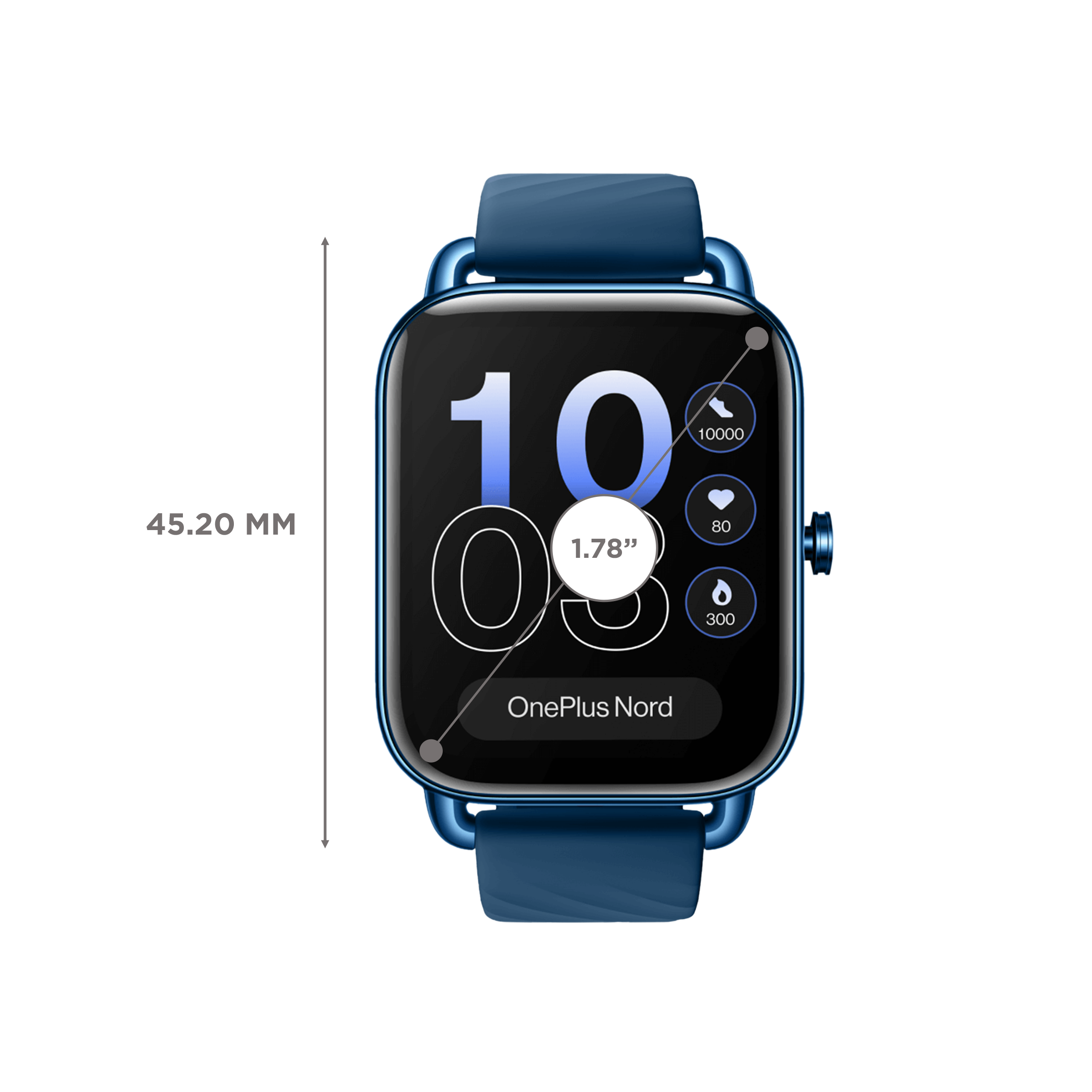 OnePlus Nord Smartwatch with Activity Tracker (45mm AMOLED Display, IP68 Water Resistant, Deep Blue Strap)_3