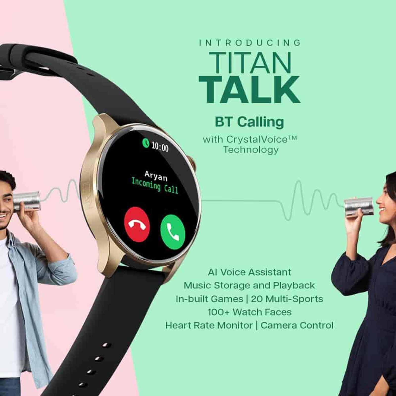 TITAN Talk Smartwatch with Bluetooth Calling (35.3mm AMOLED Display, IP68 Water Resistant, Blue Strap)_6