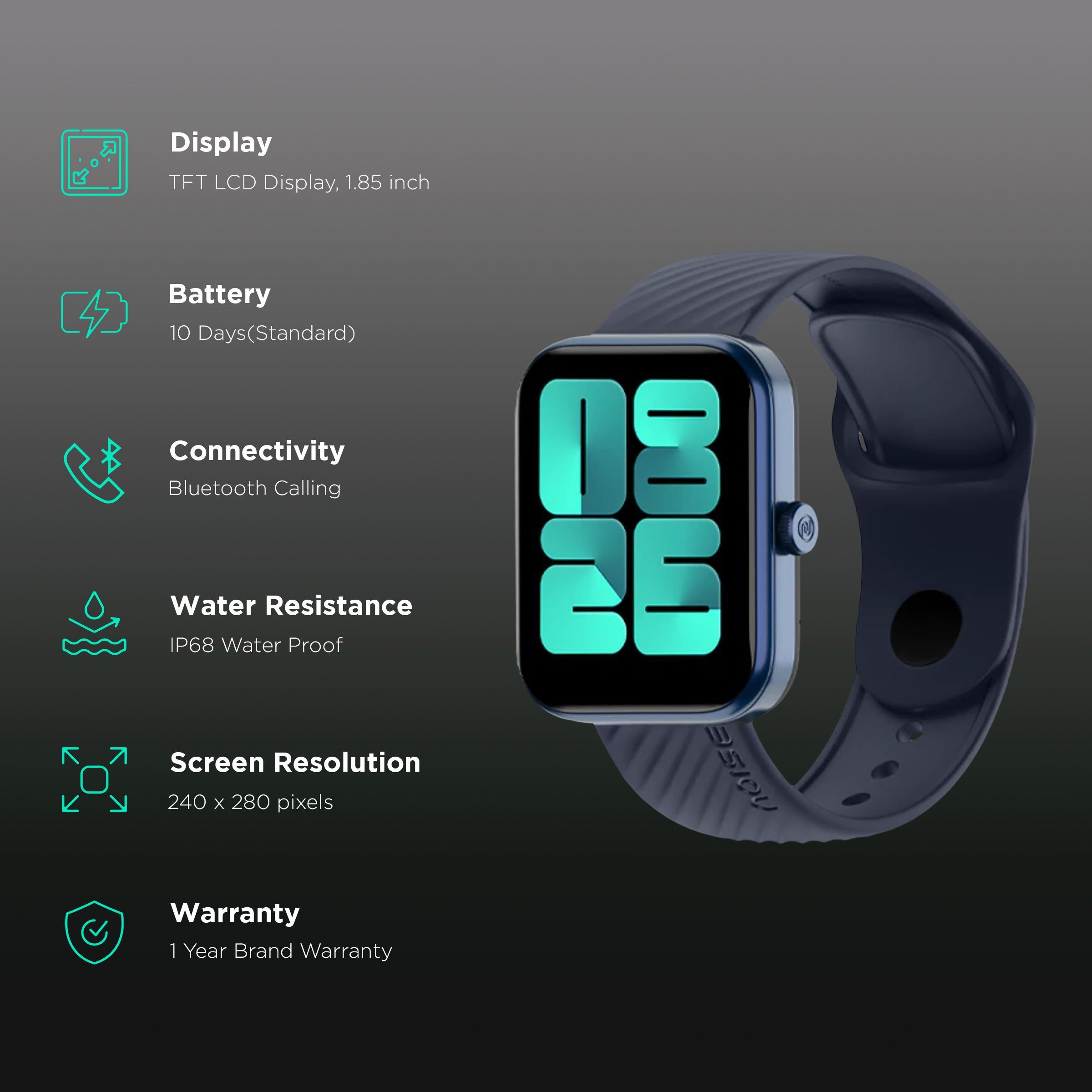 noise ColorFit Victor Smartwatch with Bluetooth Calling (46.9mm TFT LCD Display, IP68 Waterproof, Midnight Blue Strap) noise ColorFit Victor Smartwatch with Bluetooth Calling (46.9mm TFT LCD Display, IP68 Waterproof, Midnight Blue Strap)_2