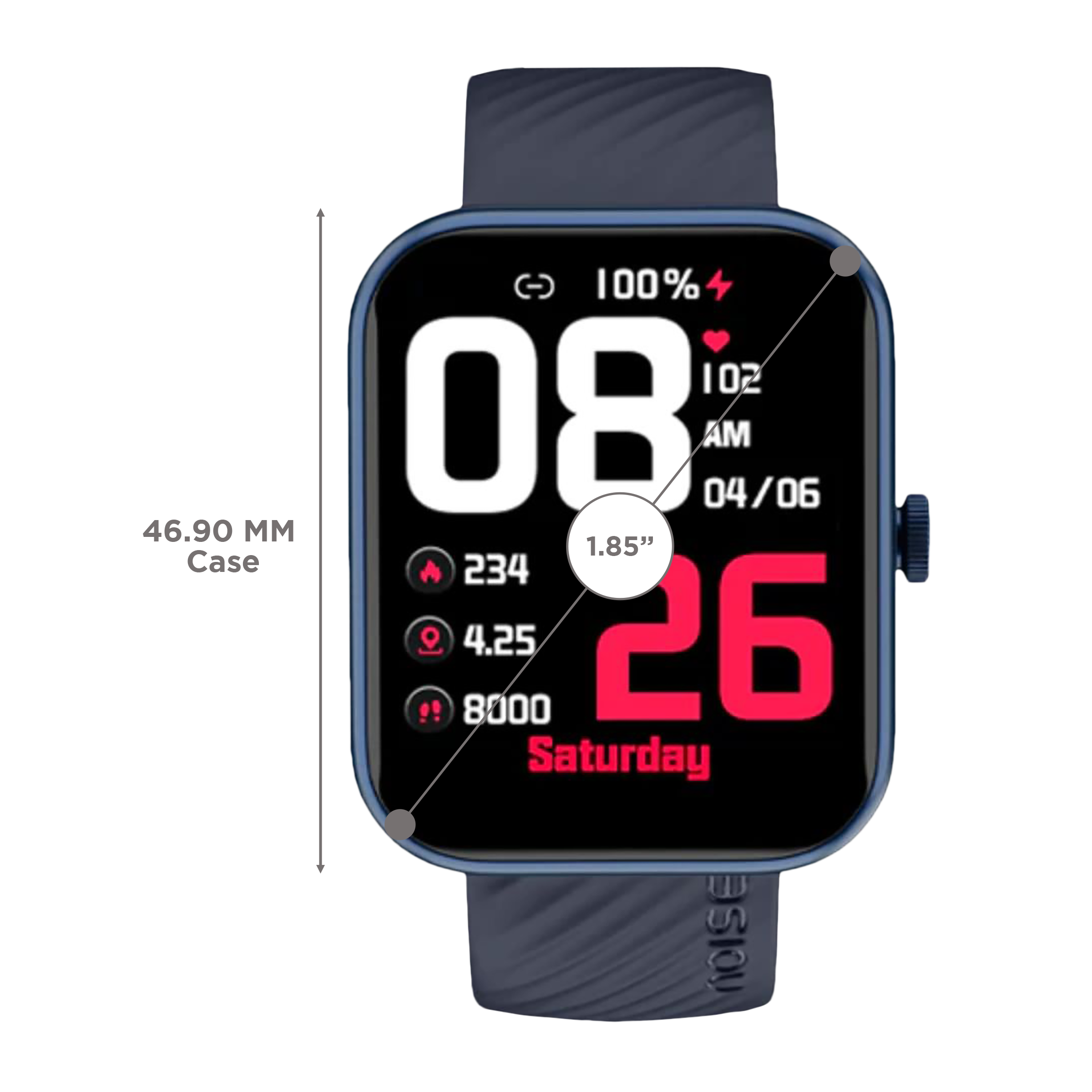 noise ColorFit Victor Smartwatch with Bluetooth Calling (46.9mm TFT LCD Display, IP68 Waterproof, Midnight Blue Strap) noise ColorFit Victor Smartwatch with Bluetooth Calling (46.9mm TFT LCD Display, IP68 Waterproof, Midnight Blue Strap)_3