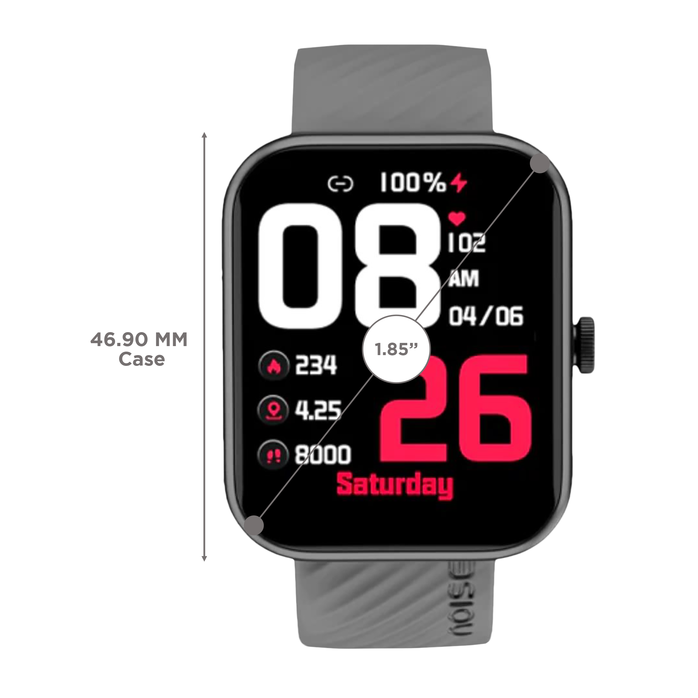 noise ColorFit Victor Smartwatch with Bluetooth Calling (46.9mm TFT LCD Display, IP68 Waterproof, Grey Strap)_3