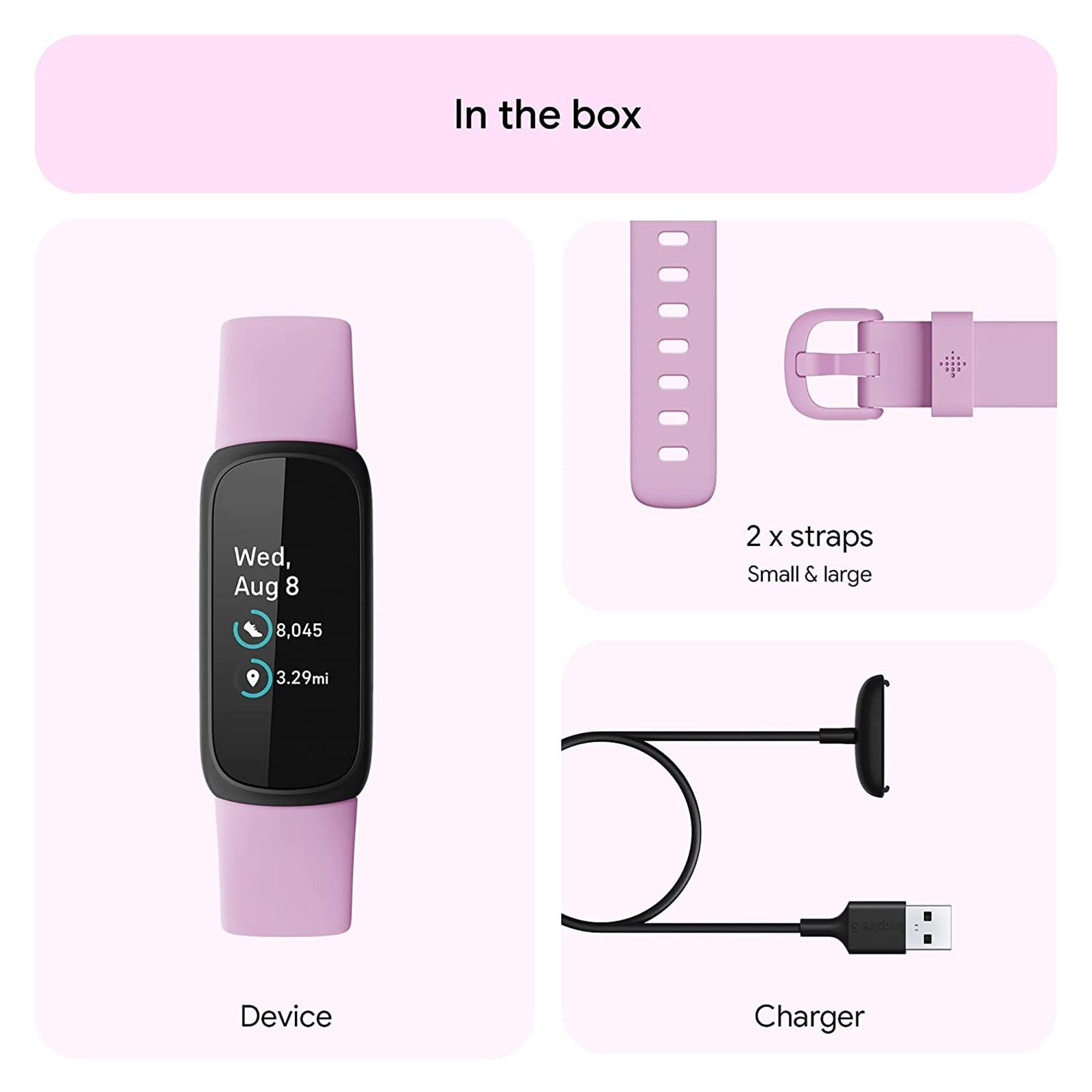fitbit Inspire 3 Fitness Tracker with Stress Management (0.74 Inch Always-On AMOLED Display, Water Resistant, Lilac Bliss Strap)_7