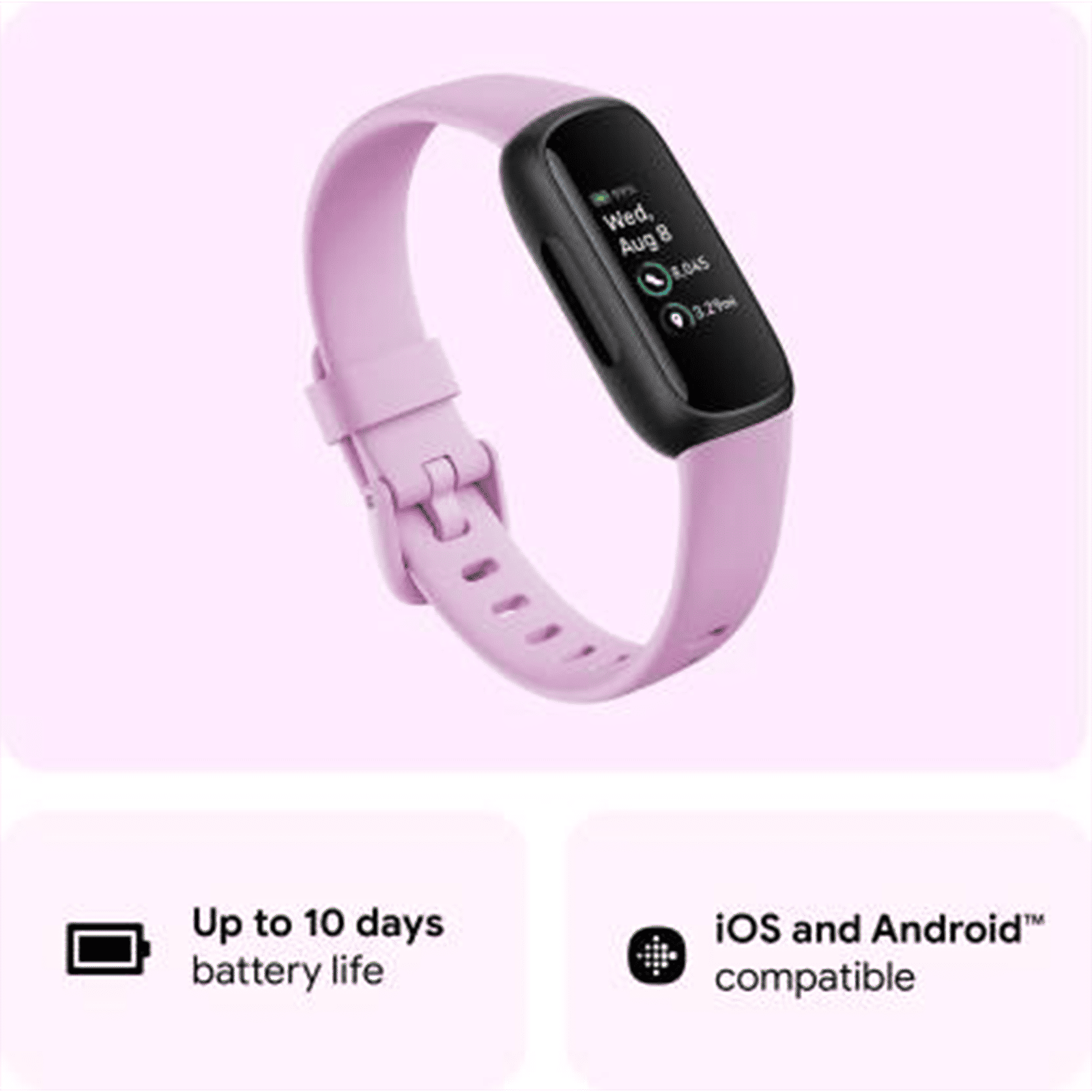 fitbit Inspire 3 Fitness Tracker with Stress Management (0.74 Inch Always-On AMOLED Display, Water Resistant, Lilac Bliss Strap)_13
