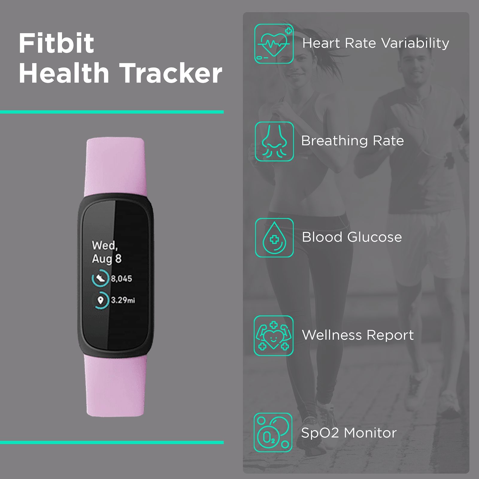 fitbit Inspire 3 Fitness Tracker with Stress Management (0.74 Inch Always-On AMOLED Display, Water Resistant, Lilac Bliss Strap)_5