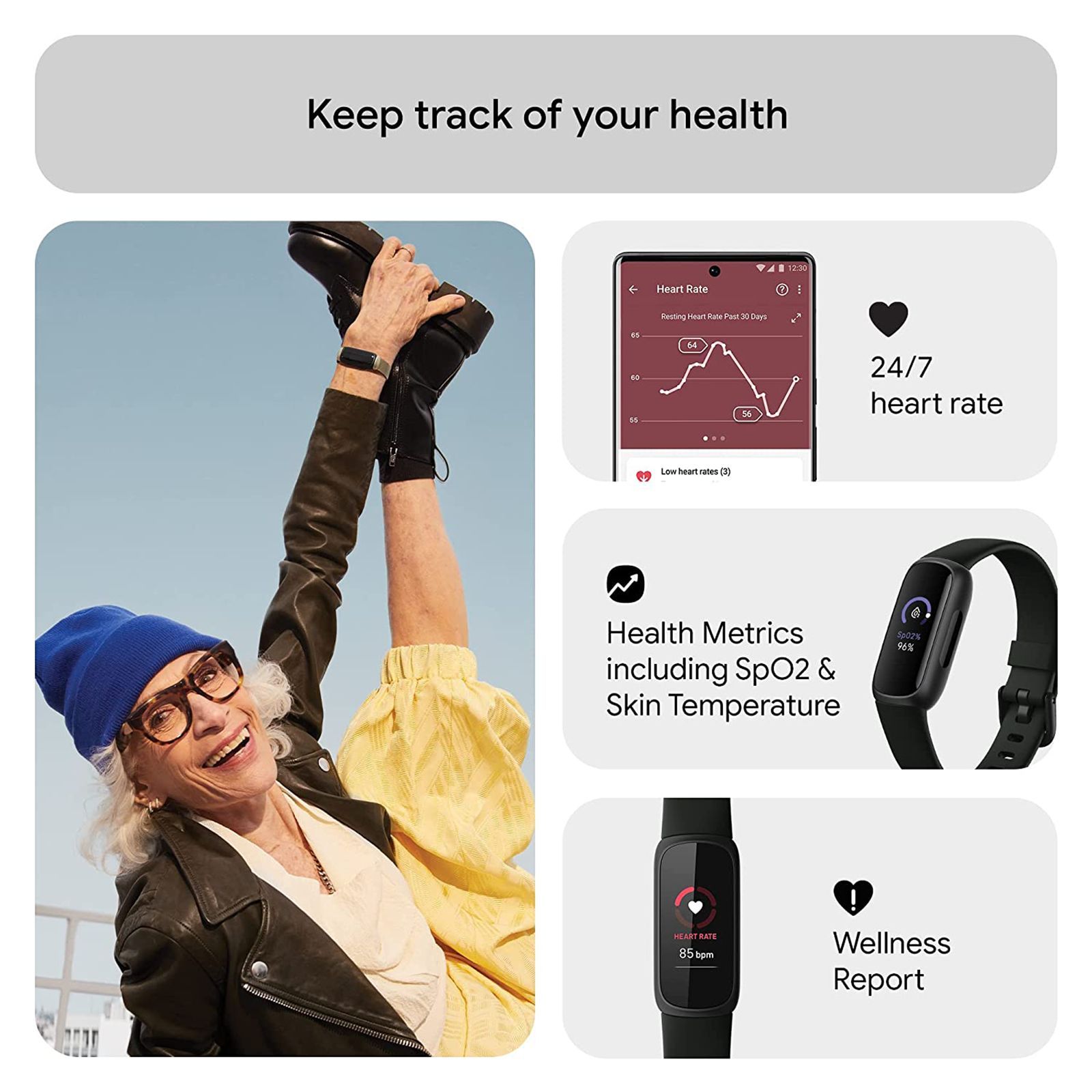 fitbit Inspire 3 Fitness Tracker with Stress Management (0.74 Inch Always-On AMOLED Display, Water Resistant, Midnight Zen Strap) fitbit Inspire 3 Fitness Tracker with Stress Management (0.74 Inch Always-On AMOLED Display, Water Resistant, Midnight Zen Strap)_12