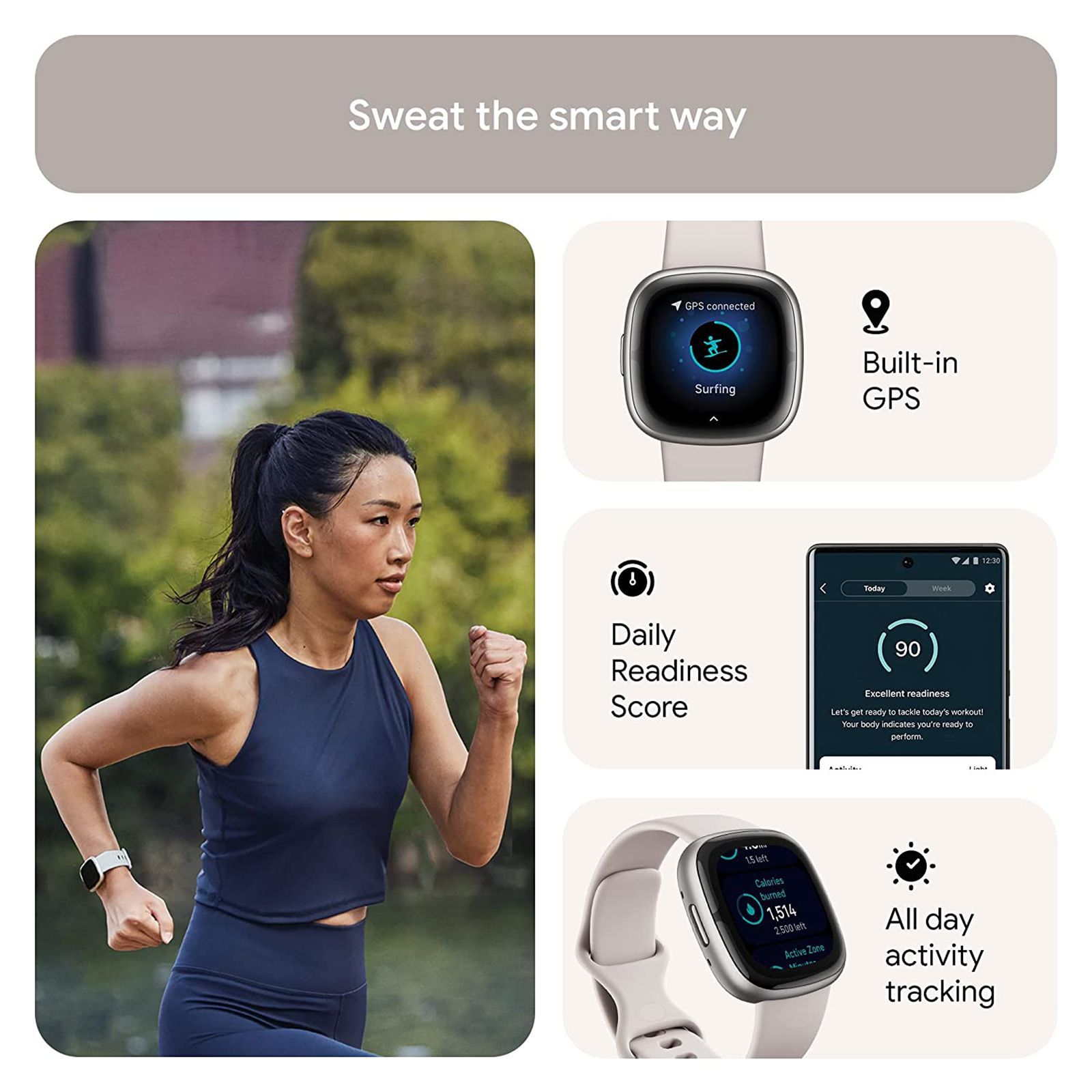 fitbit Sense 2 Smartwatch with Stress Management (1.58 Inch Always-On AMOLED Display, Water Resistant, Lunar White Strap)_10