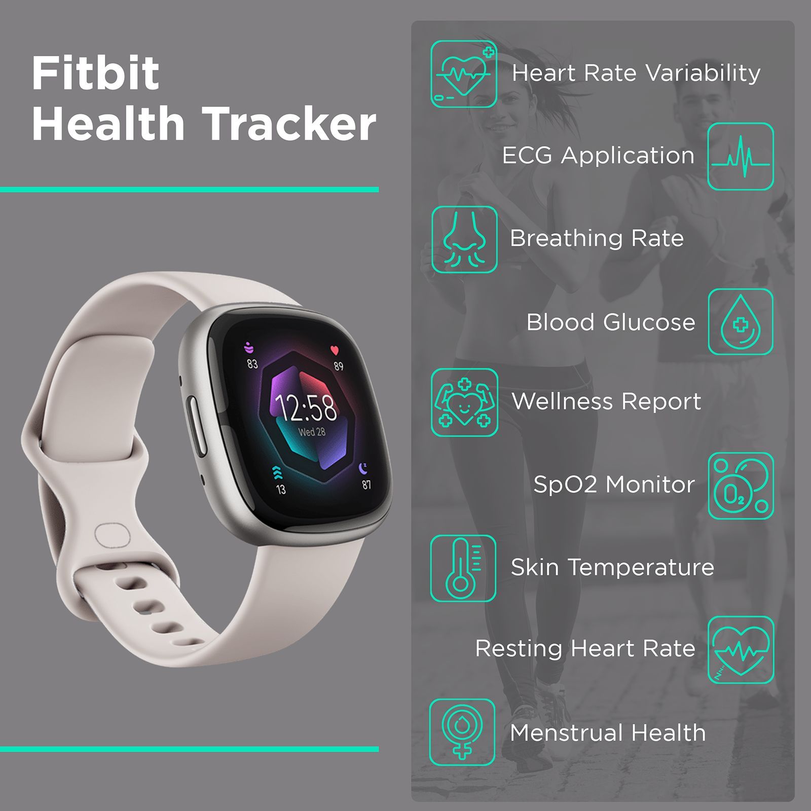 fitbit Sense 2 Smartwatch with Stress Management (1.58 Inch Always-On AMOLED Display, Water Resistant, Lunar White Strap)_5